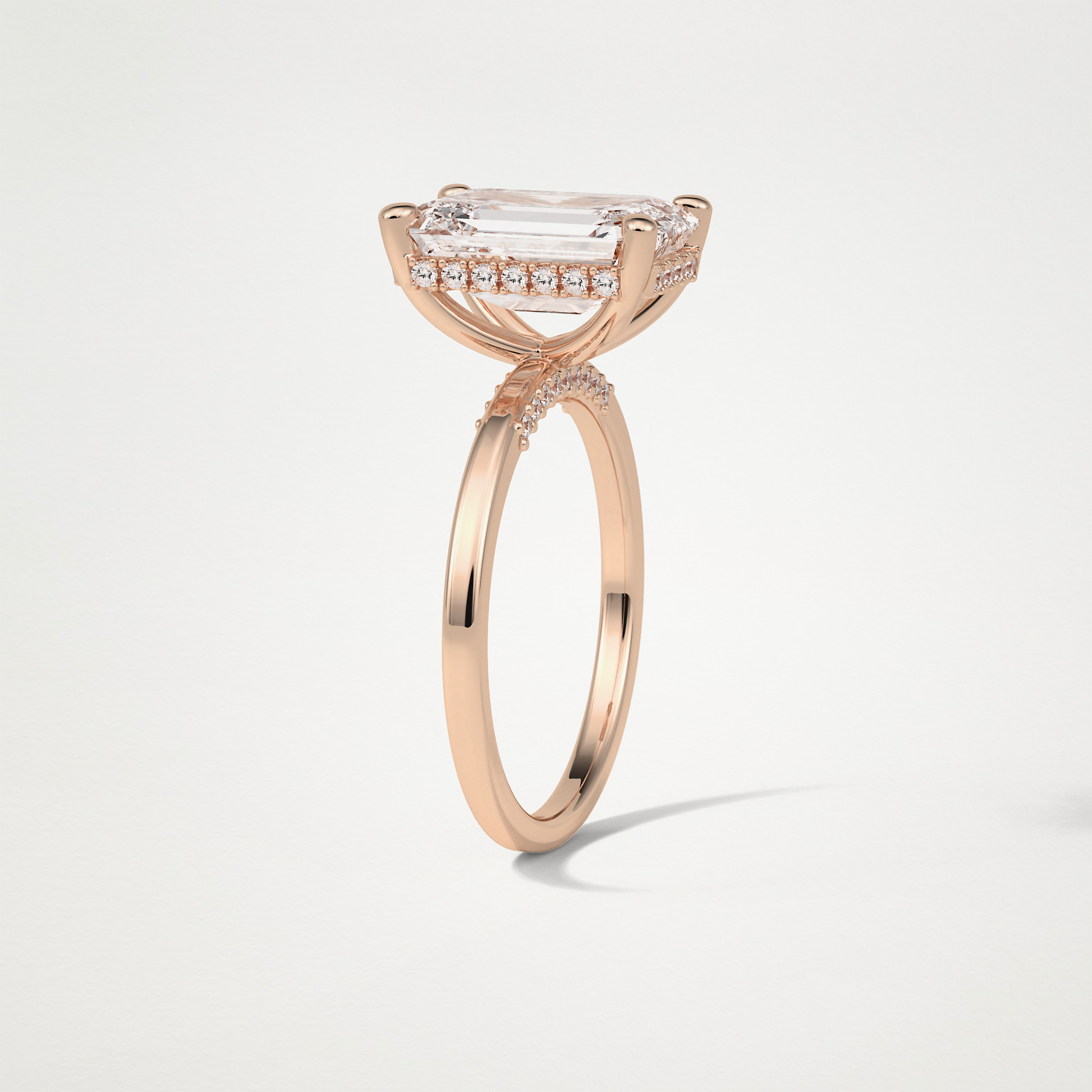Emerald Hidden Halo Moissanite Engagement Ring – 4.15 CT Lab-Created Brilliance in 10K/14K/18K Gold 19
