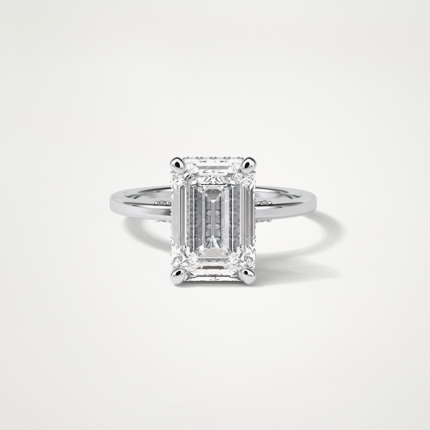 Emerald Hidden Halo Moissanite Engagement Ring – 4.15 CT Lab-Created Brilliance in 10K/14K/18K Gold 1
