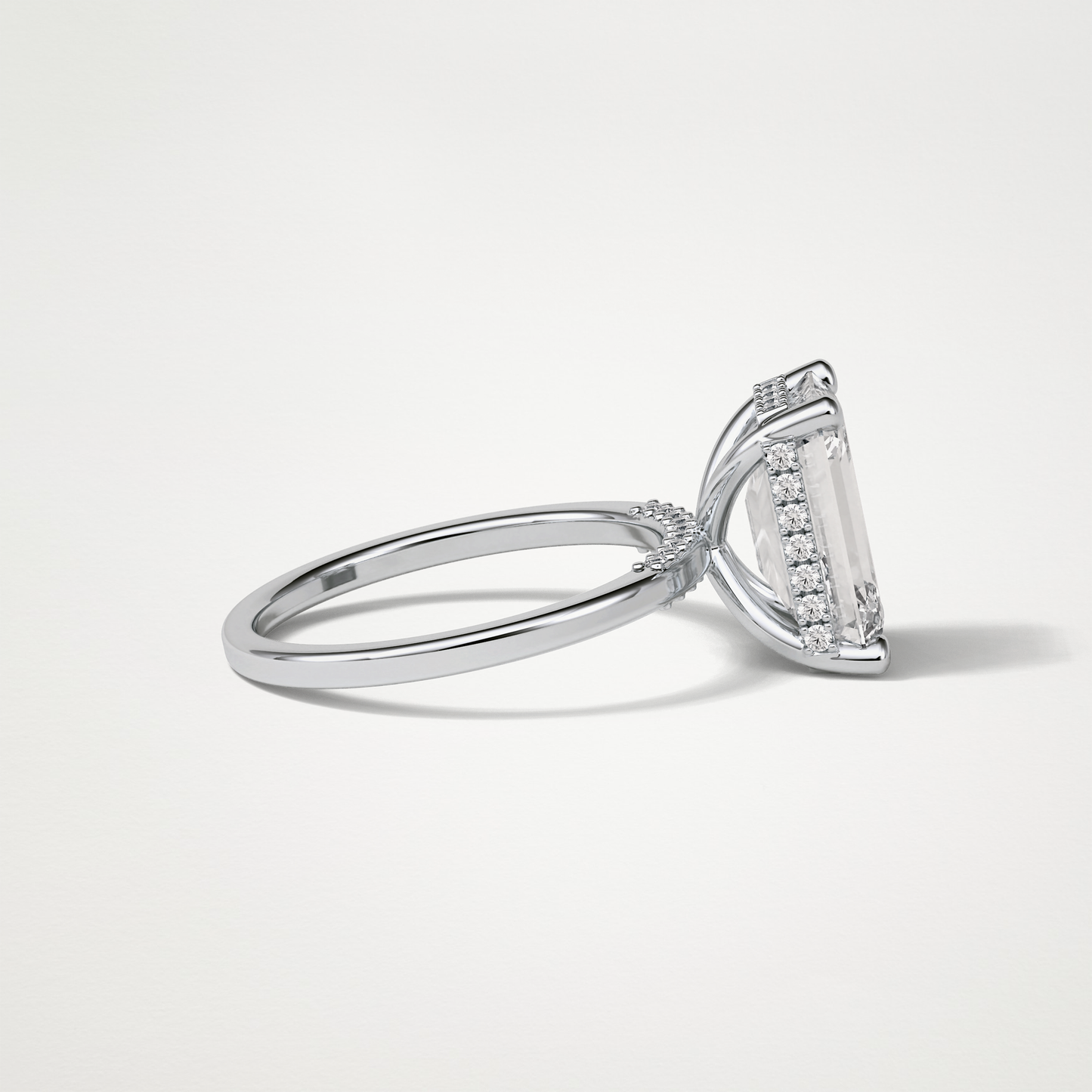 Emerald Hidden Halo Moissanite Engagement Ring – 4.15 CT Lab-Created Brilliance in 10K/14K/18K Gold 3