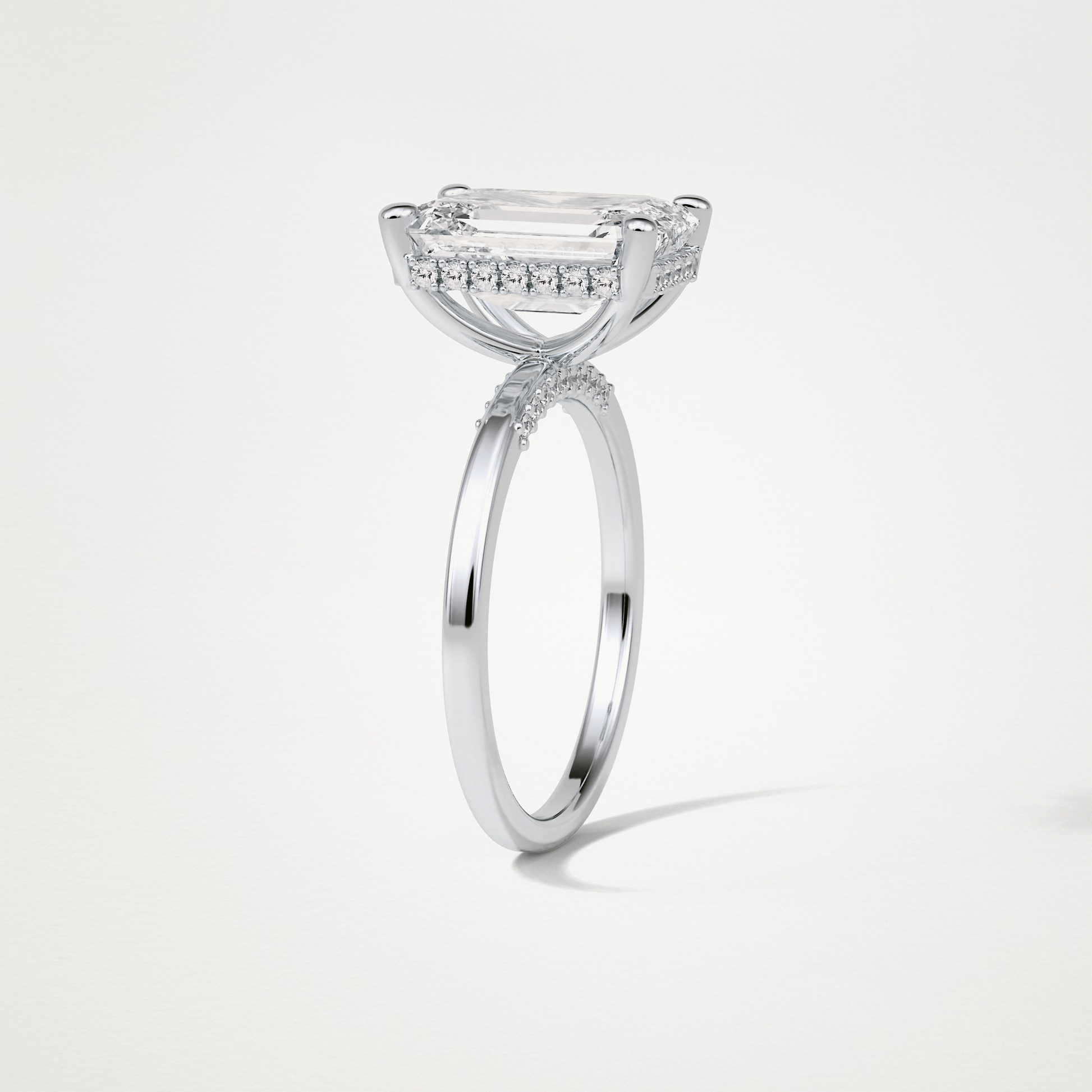 Emerald Hidden Halo Moissanite Engagement Ring – 4.15 CT Lab-Created Brilliance in 10K/14K/18K Gold 5