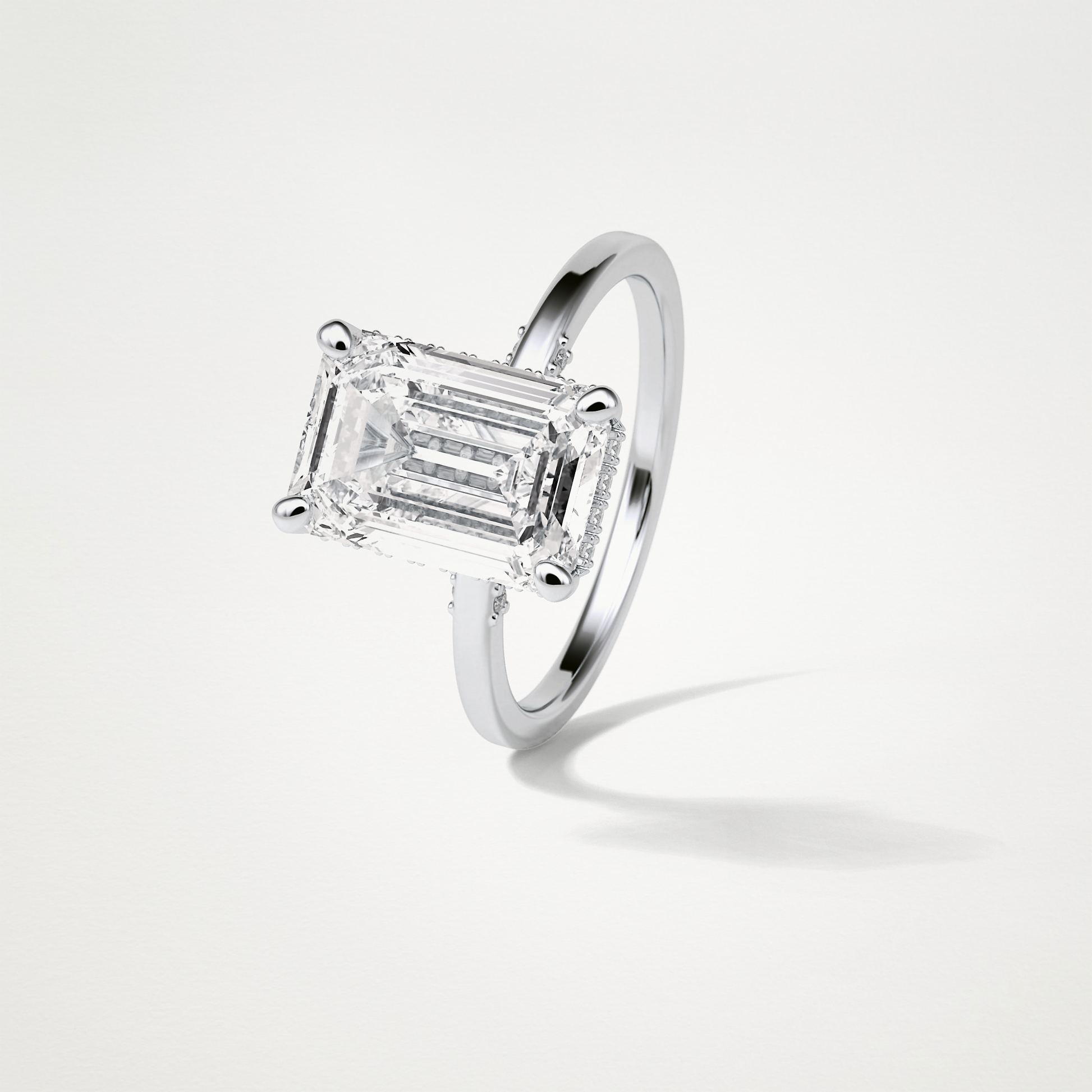 Emerald Hidden Halo Moissanite Engagement Ring – 4.15 CT Lab-Created Brilliance in 10K/14K/18K Gold 6