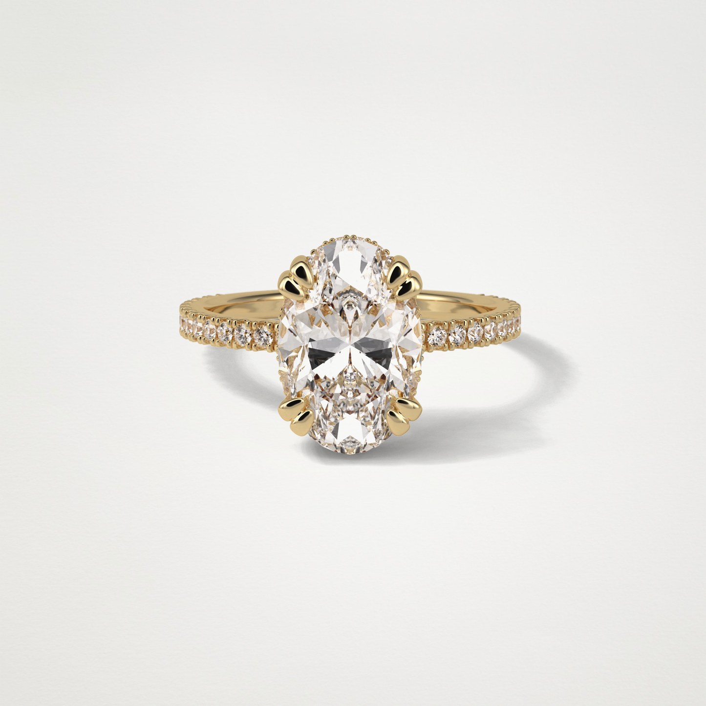 Oval Hidden Halo & Pave Moissanite Engagement Ring – 4 CT Lab-Created Brilliance in 10K/14K/18K Gold