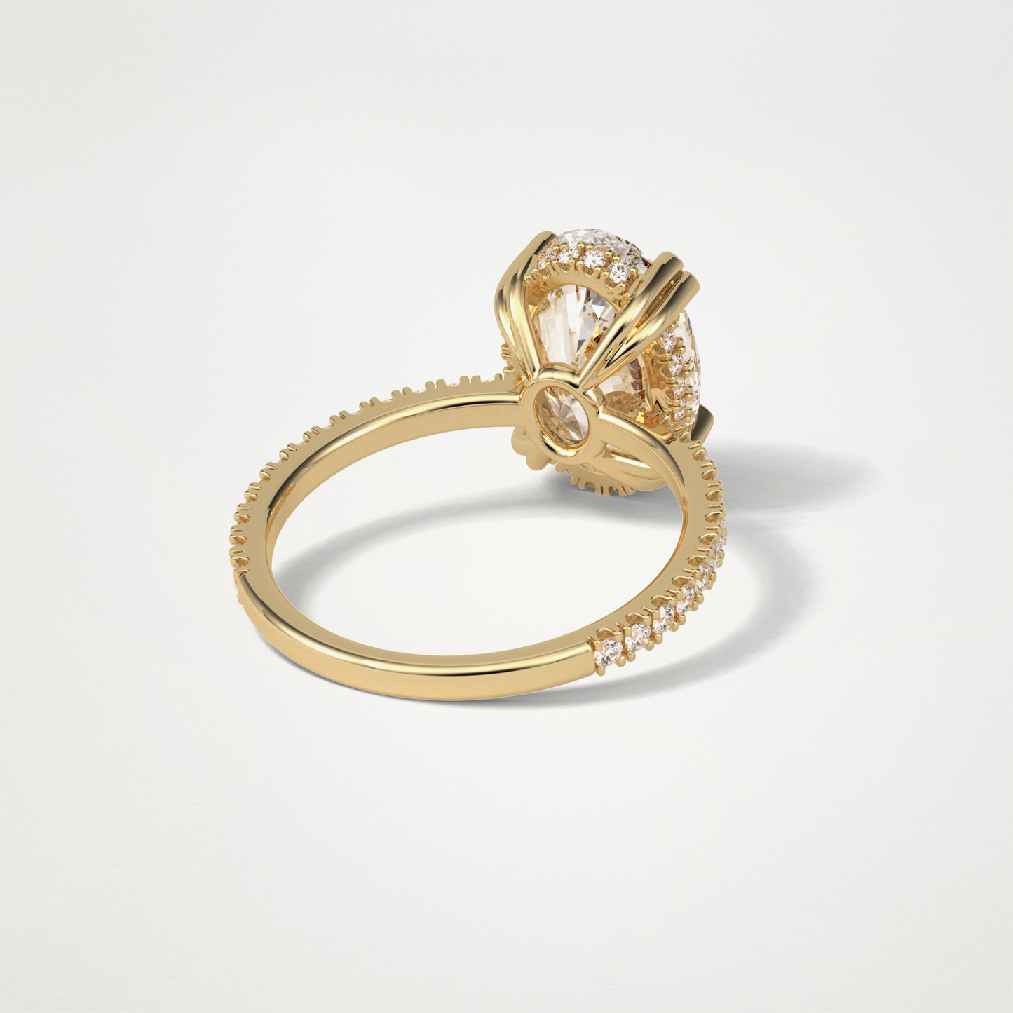 Oval Hidden Halo & Pave Moissanite Engagement Ring – 4 CT Lab-Created Brilliance in 10K/14K/18K Gold