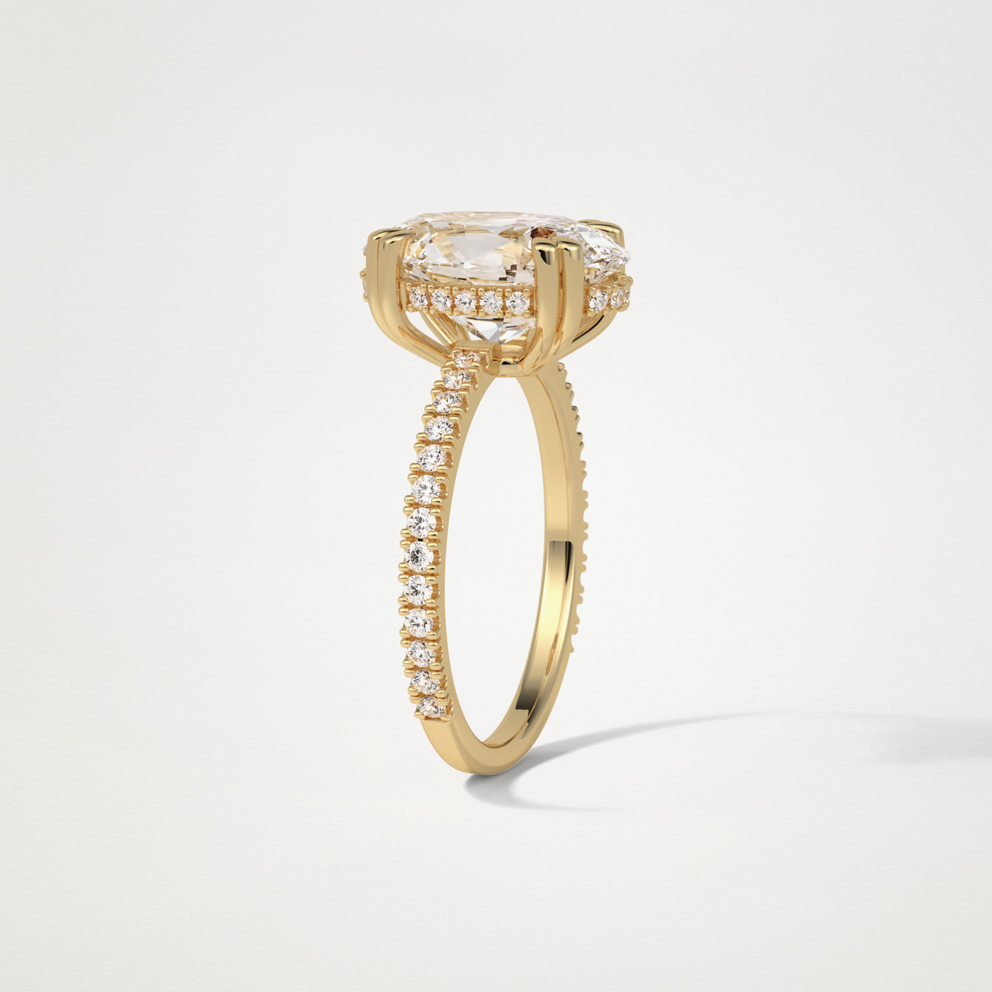 Oval Hidden Halo & Pave Moissanite Engagement Ring – 4 CT Lab-Created Brilliance in 10K/14K/18K Gold