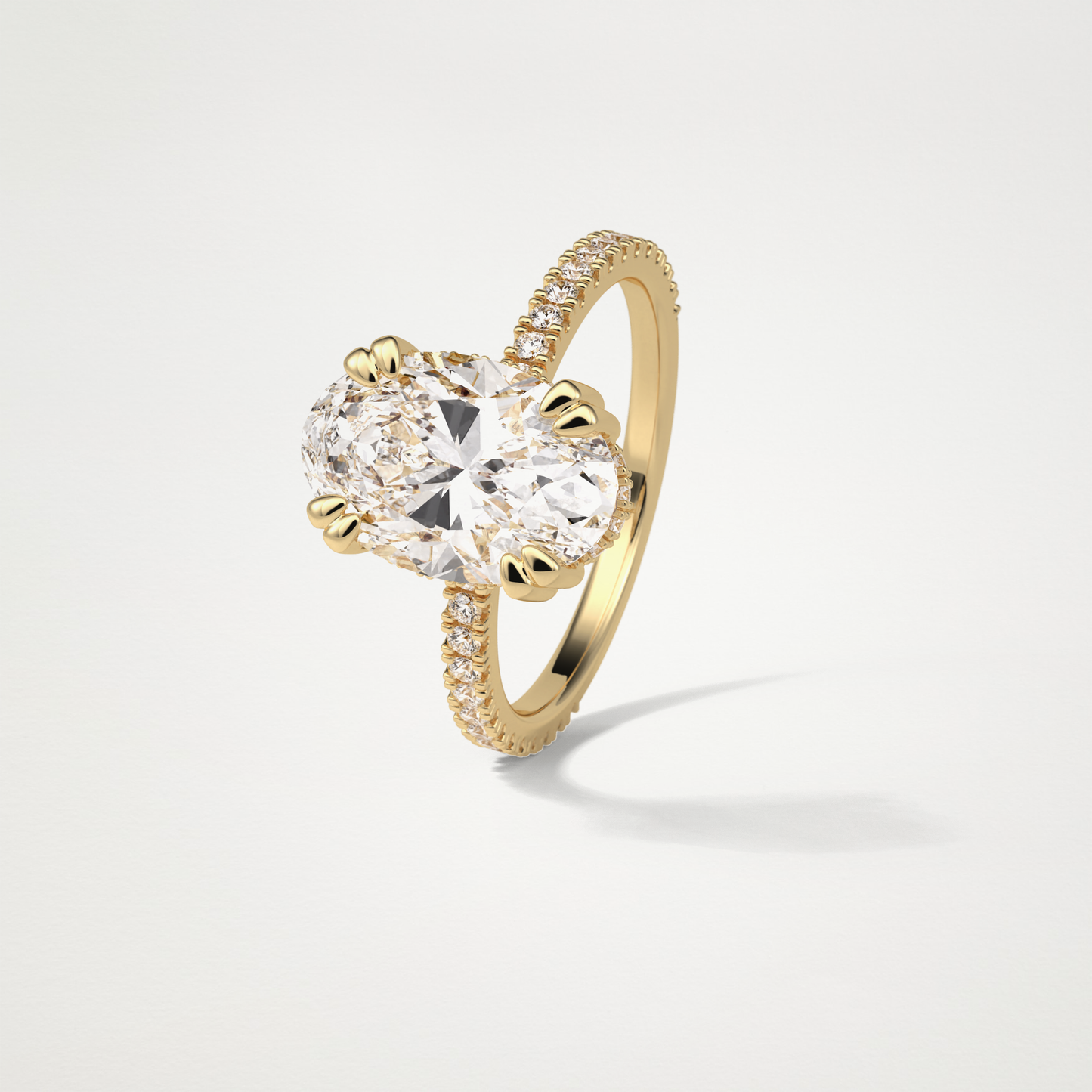 Oval Hidden Halo & Pave Moissanite Engagement Ring – 4 CT Lab-Created Brilliance in 10K/14K/18K Gold