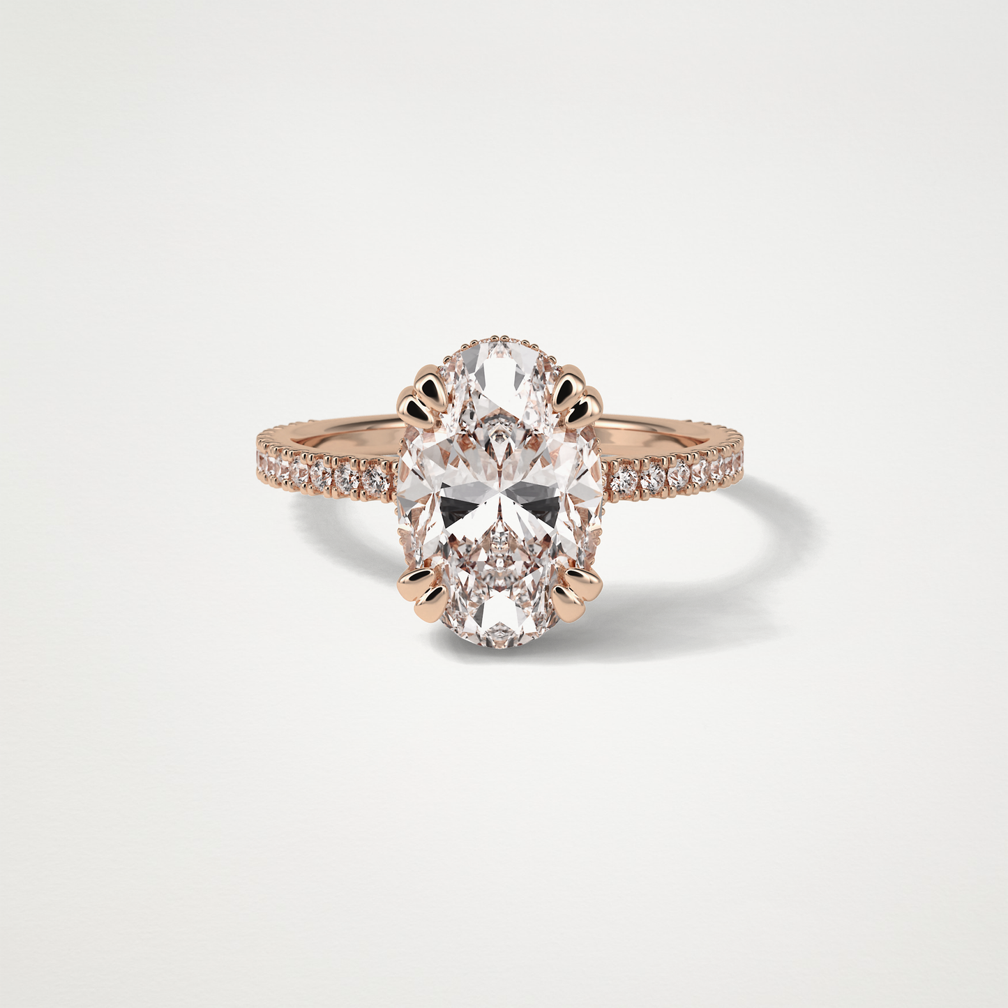 Oval Hidden Halo & Pave Moissanite Engagement Ring – 4 CT Lab-Created Brilliance in 10K/14K/18K Gold