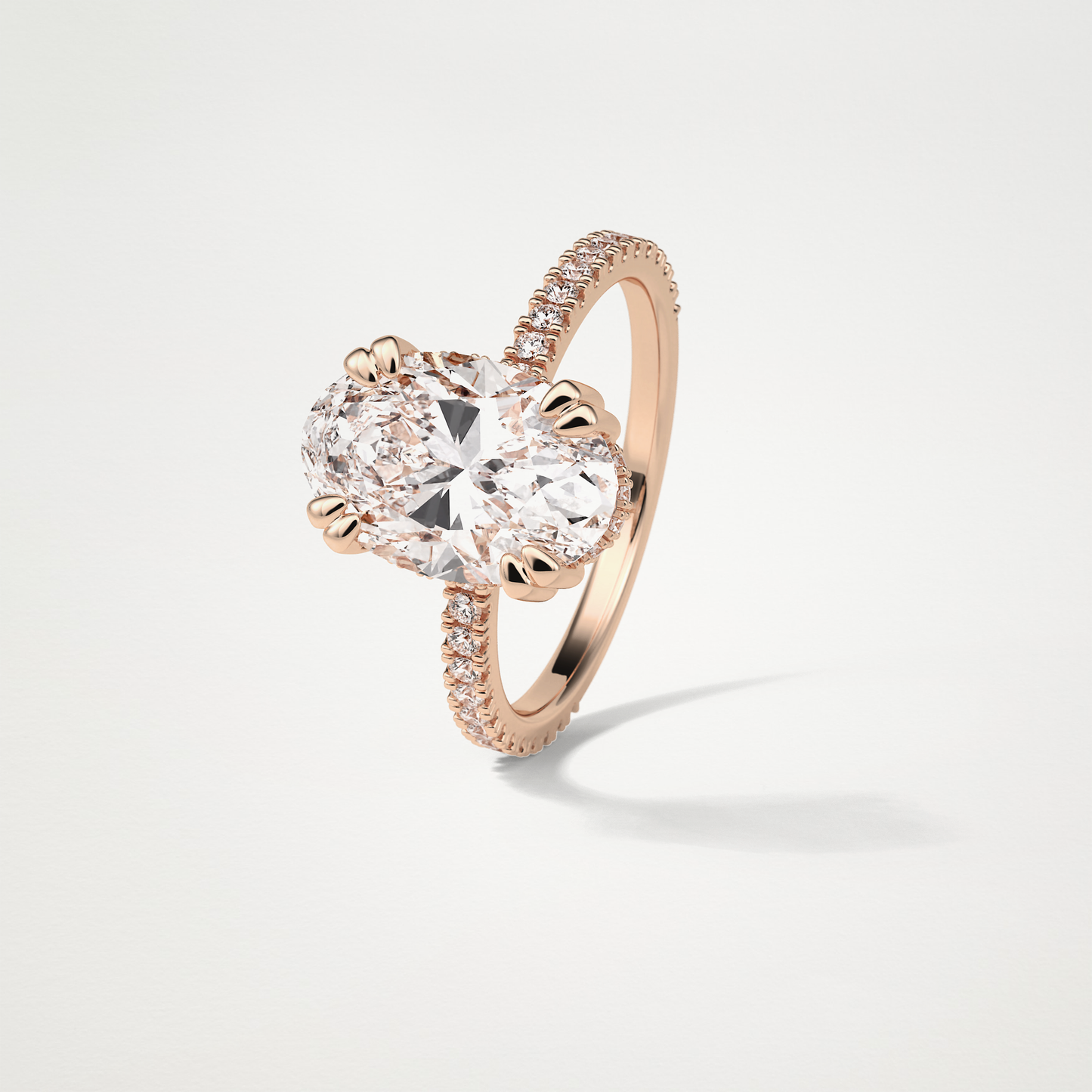 Oval Hidden Halo & Pave Moissanite Engagement Ring – 4 CT Lab-Created Brilliance in 10K/14K/18K Gold