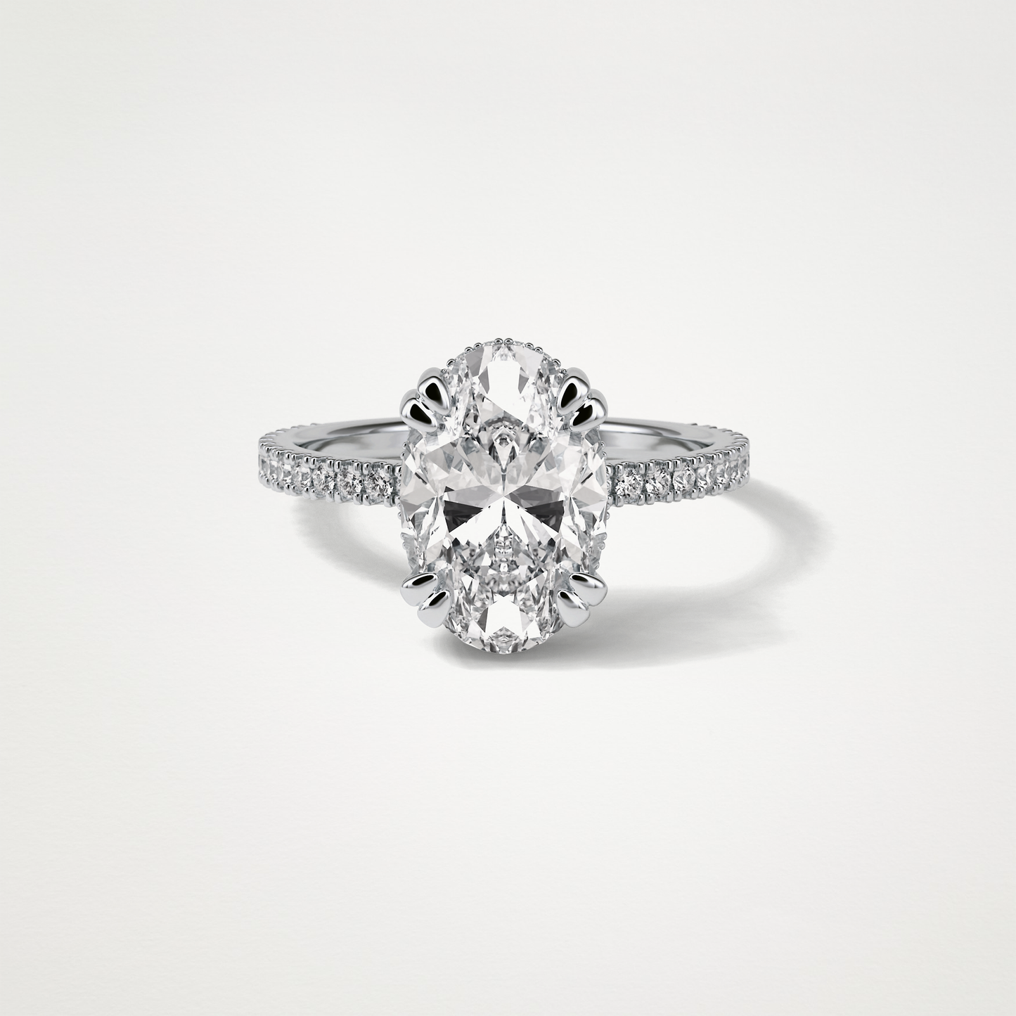Oval Hidden Halo & Pave Moissanite Engagement Ring – 4 CT Lab-Created Brilliance in 10K/14K/18K Gold