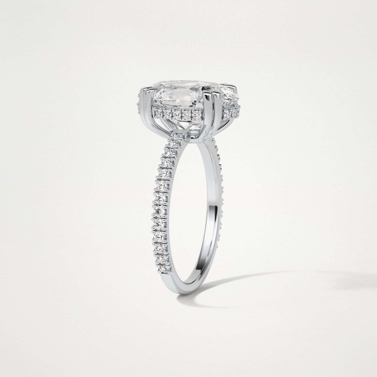 Oval Hidden Halo & Pave Moissanite Engagement Ring – 4 CT Lab-Created Brilliance in 10K/14K/18K Gold
