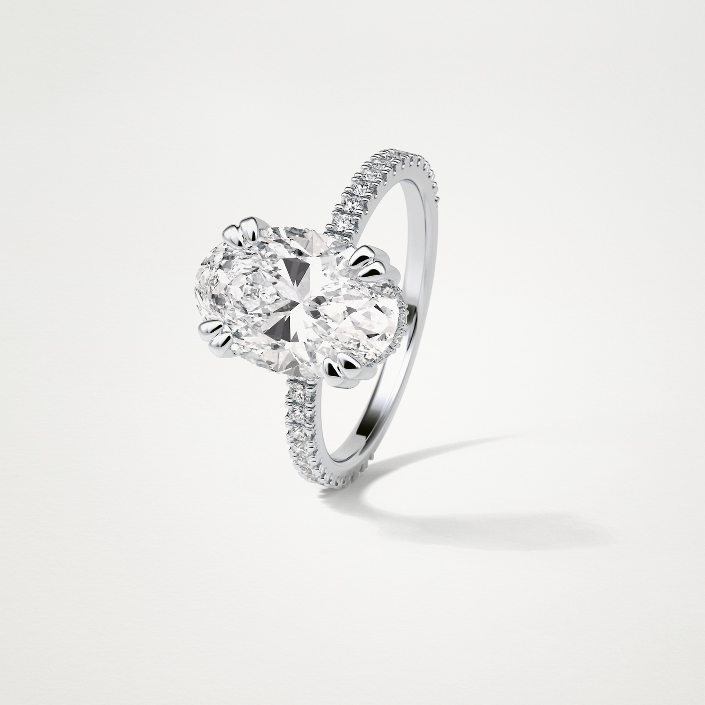 Oval Hidden Halo & Pave Moissanite Engagement Ring – 4 CT Lab-Created Brilliance in 10K/14K/18K Gold
