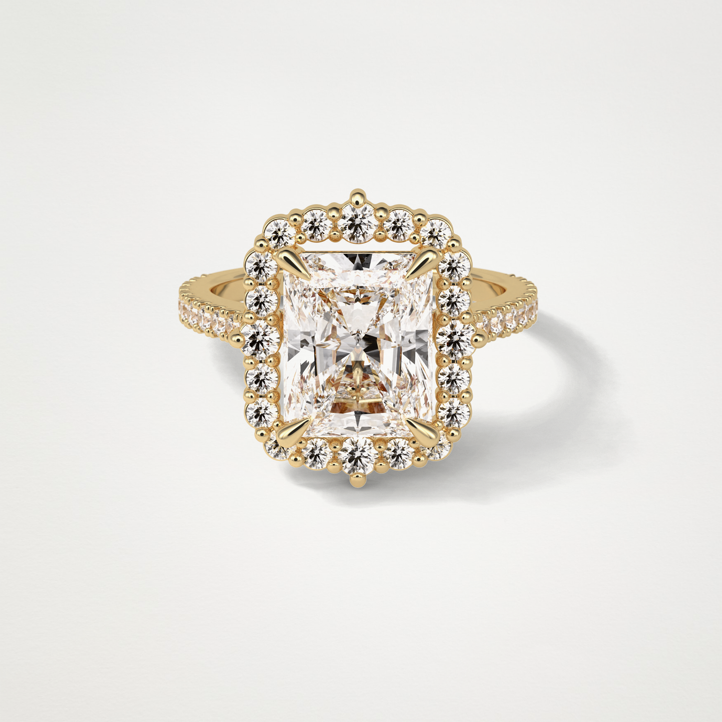 Radiant Halo & Pave Moissanite Engagement Ring – 3.24 CT Lab-Created Brilliance in 10K/14K/18K Gold