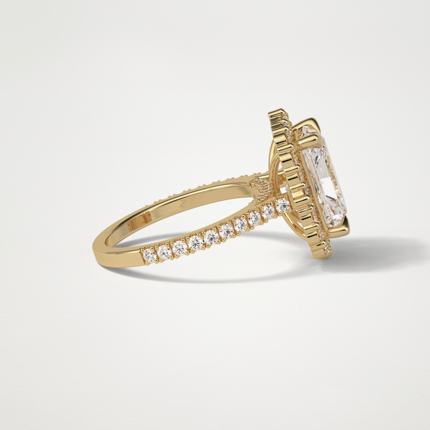 Radiant Halo & Pave Moissanite Engagement Ring – 3.24 CT Lab-Created Brilliance in 10K/14K/18K Gold