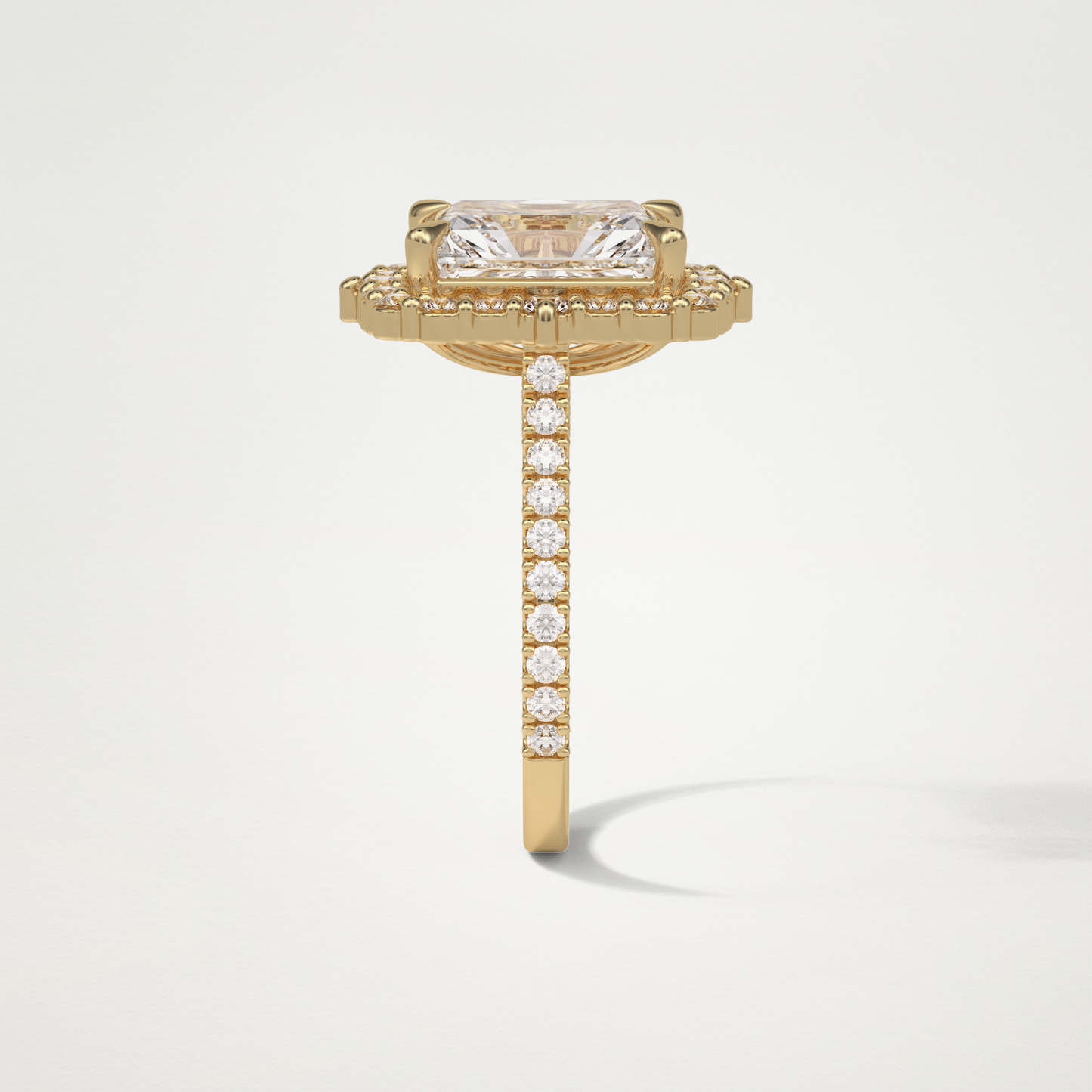 Radiant Halo & Pave Moissanite Engagement Ring – 3.24 CT Lab-Created Brilliance in 10K/14K/18K Gold