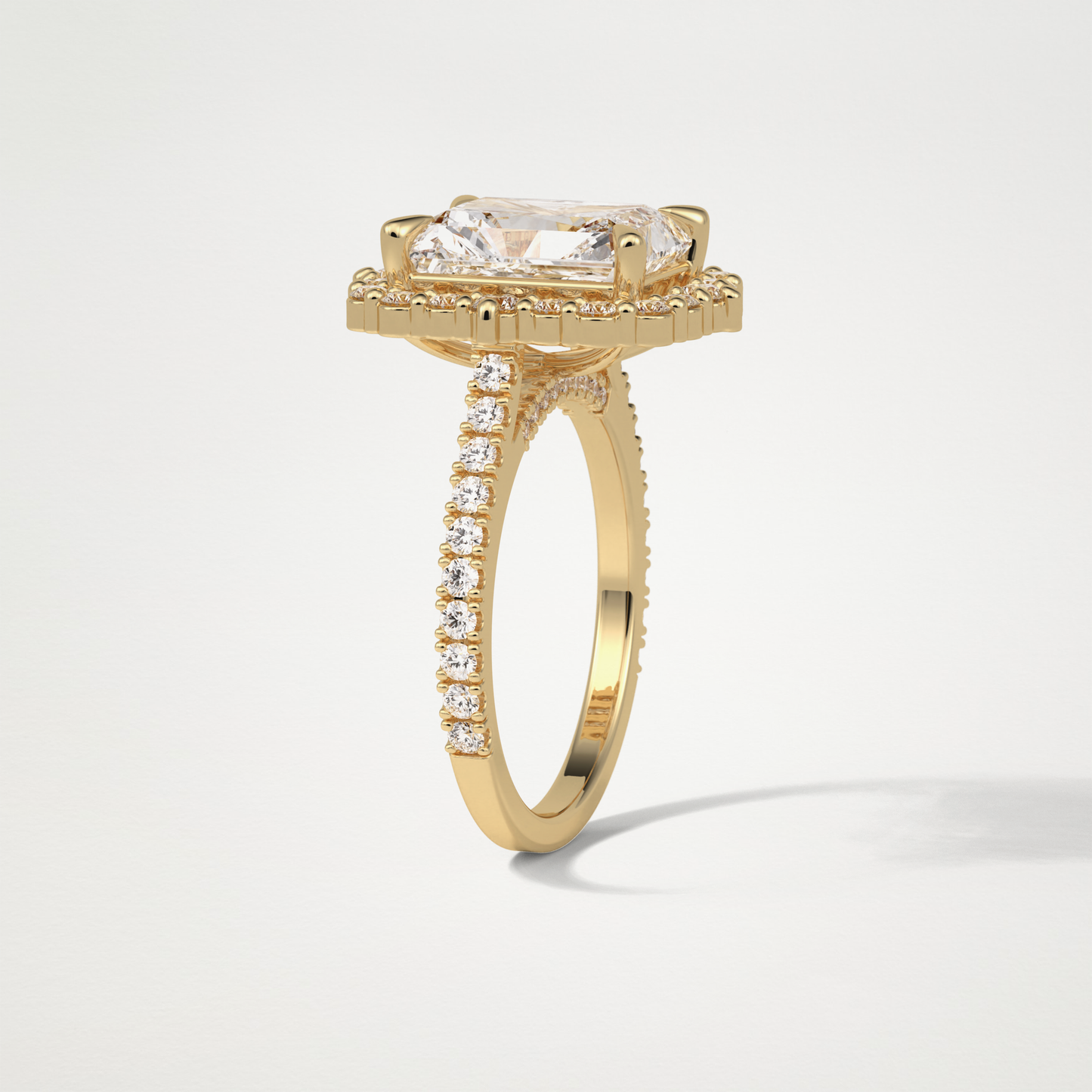 Radiant Halo & Pave Moissanite Engagement Ring – 3.24 CT Lab-Created Brilliance in 10K/14K/18K Gold