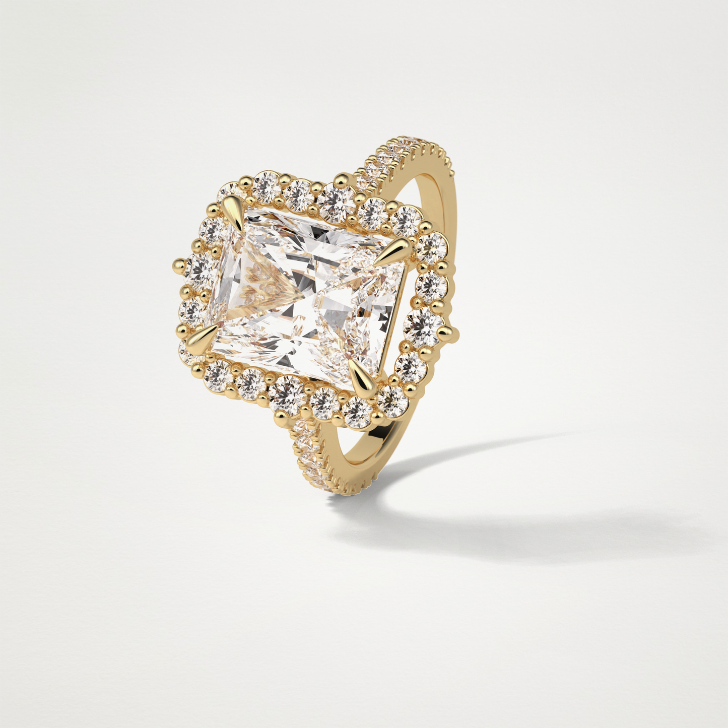 Radiant Halo & Pave Moissanite Engagement Ring – 3.24 CT Lab-Created Brilliance in 10K/14K/18K Gold