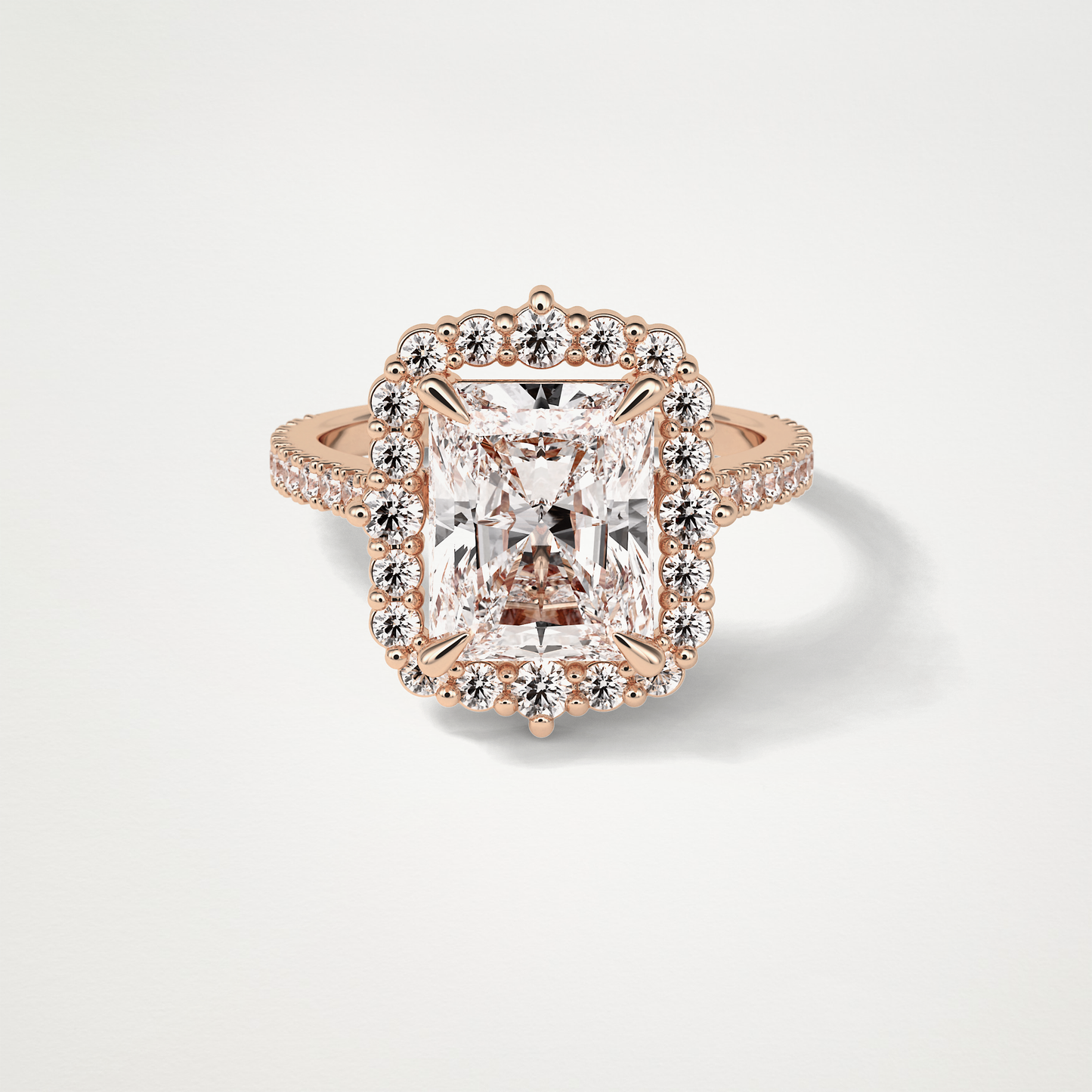 Radiant Halo & Pave Moissanite Engagement Ring – 3.24 CT Lab-Created Brilliance in 10K/14K/18K Gold