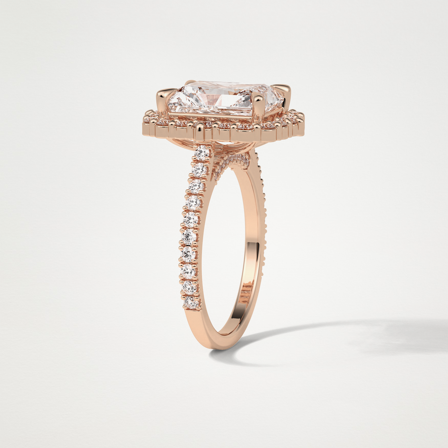 Radiant Halo & Pave Moissanite Engagement Ring – 3.24 CT Lab-Created Brilliance in 10K/14K/18K Gold