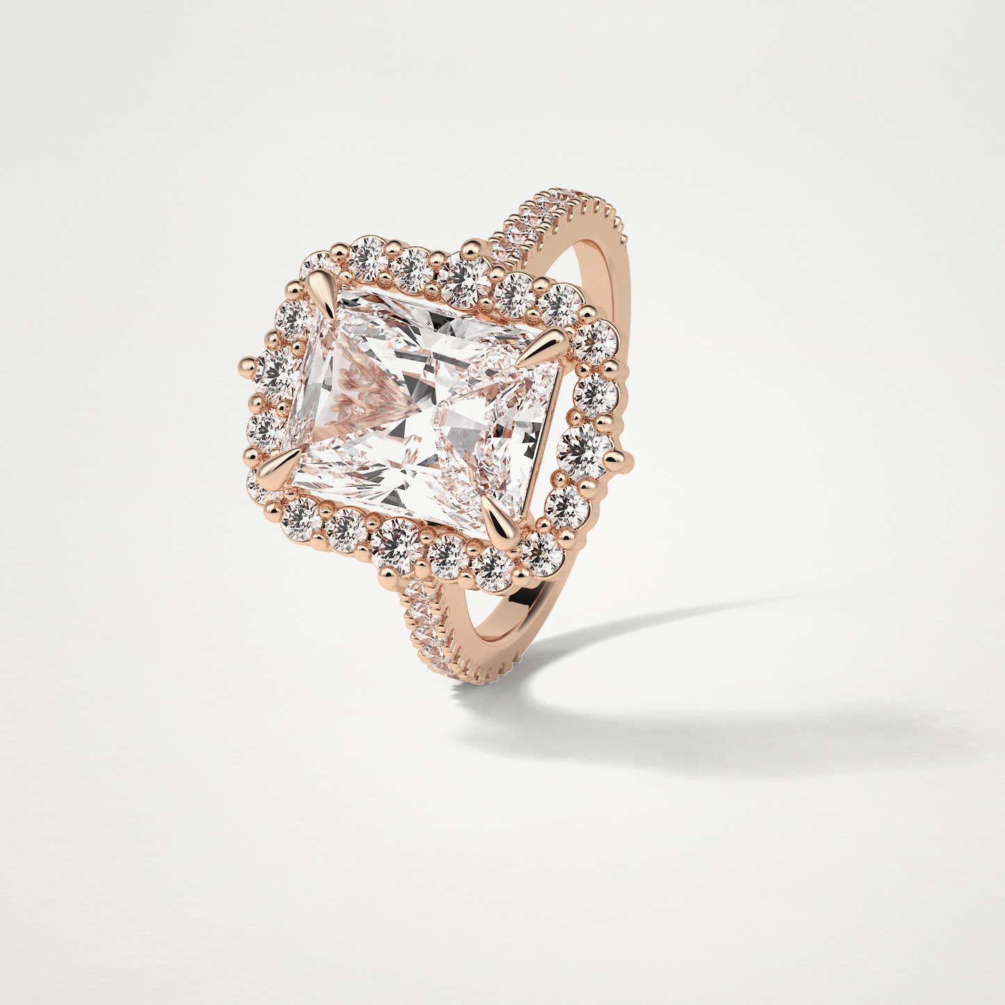 Radiant Halo & Pave Moissanite Engagement Ring – 3.24 CT Lab-Created Brilliance in 10K/14K/18K Gold