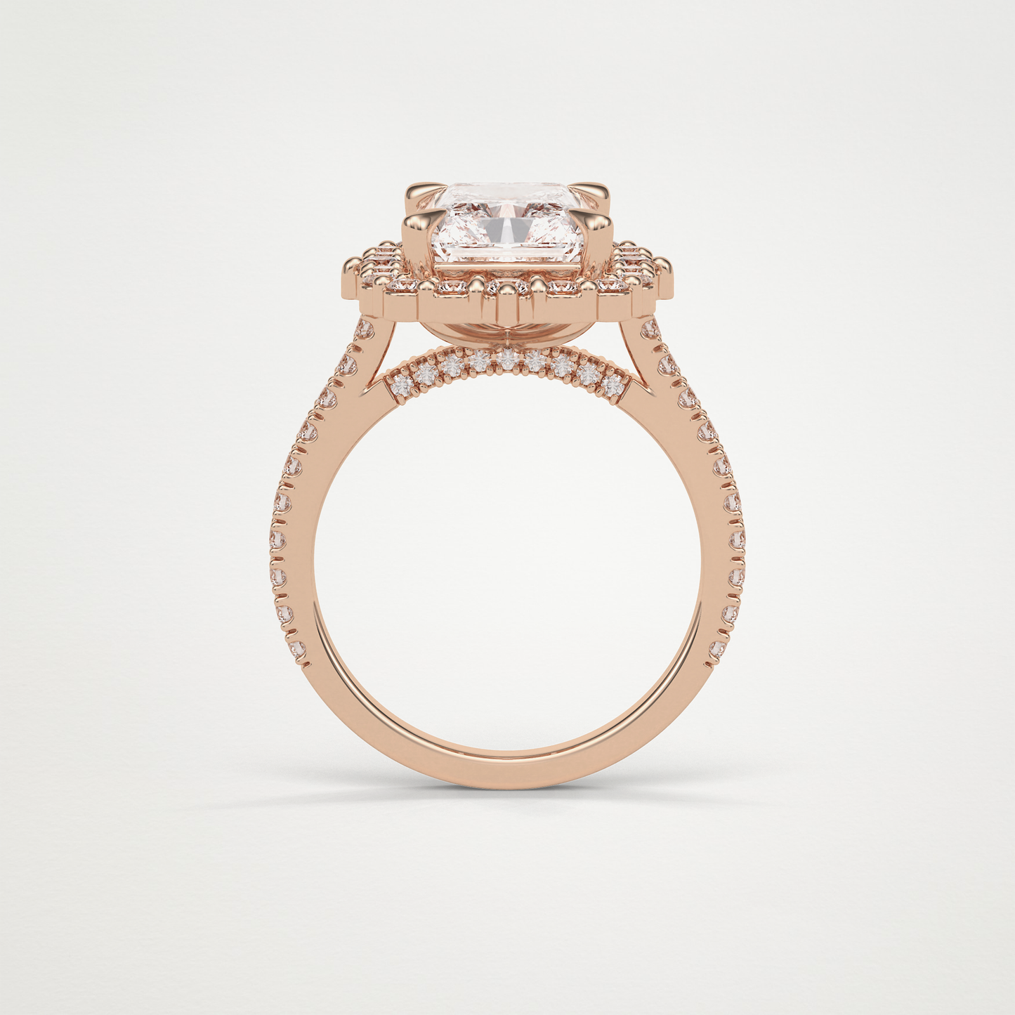 Radiant Halo & Pave Moissanite Engagement Ring – 3.24 CT Lab-Created Brilliance in 10K/14K/18K Gold