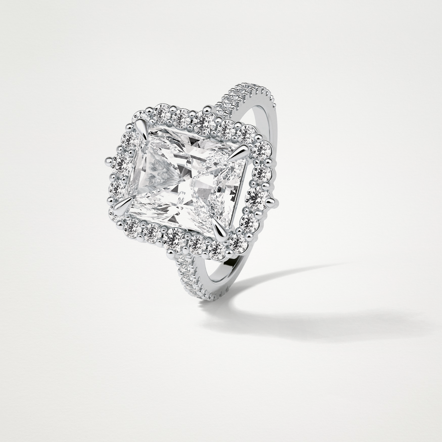 Radiant Halo & Pave Moissanite Engagement Ring – 3.24 CT Lab-Created Brilliance in 10K/14K/18K Gold