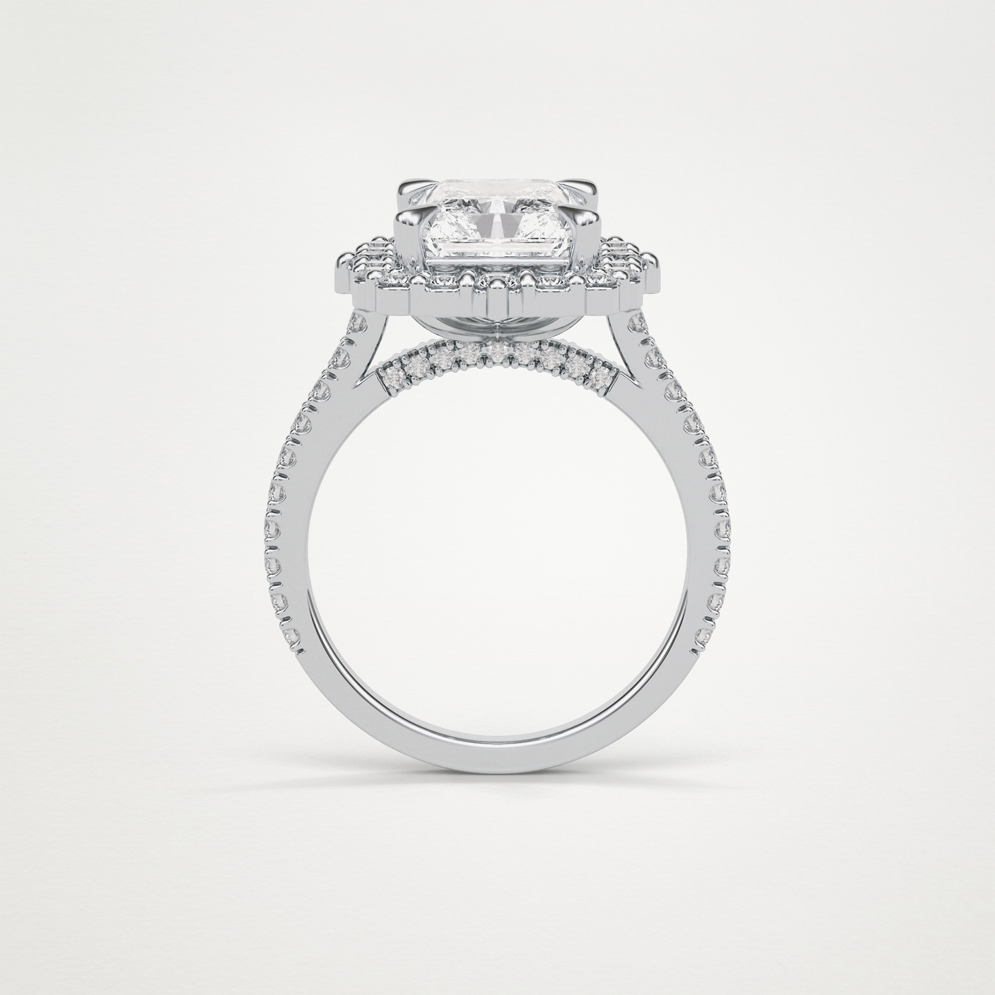 Radiant Halo & Pave Moissanite Engagement Ring – 3.24 CT Lab-Created Brilliance in 10K/14K/18K Gold