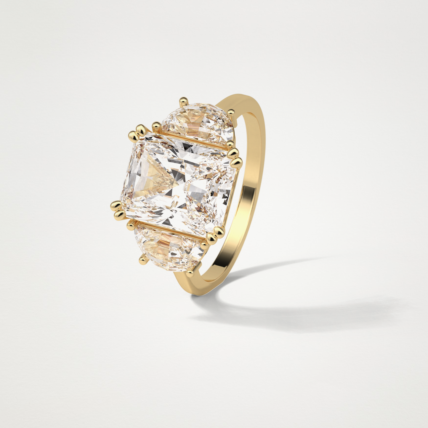 Radiant 3 Stone Moissanite Engagement Ring – 3.24 CT Lab-Created Brilliance in 10K/14K/18K Gold