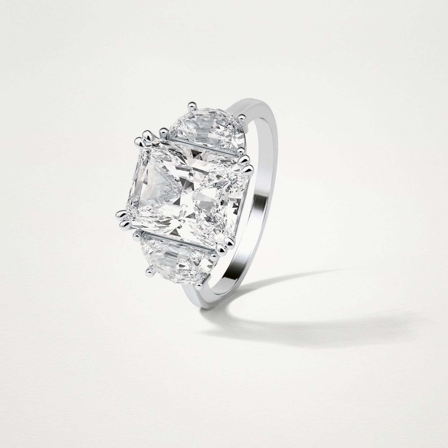 Radiant 3 Stone Moissanite Engagement Ring – 3.24 CT Lab-Created Brilliance in 10K/14K/18K Gold