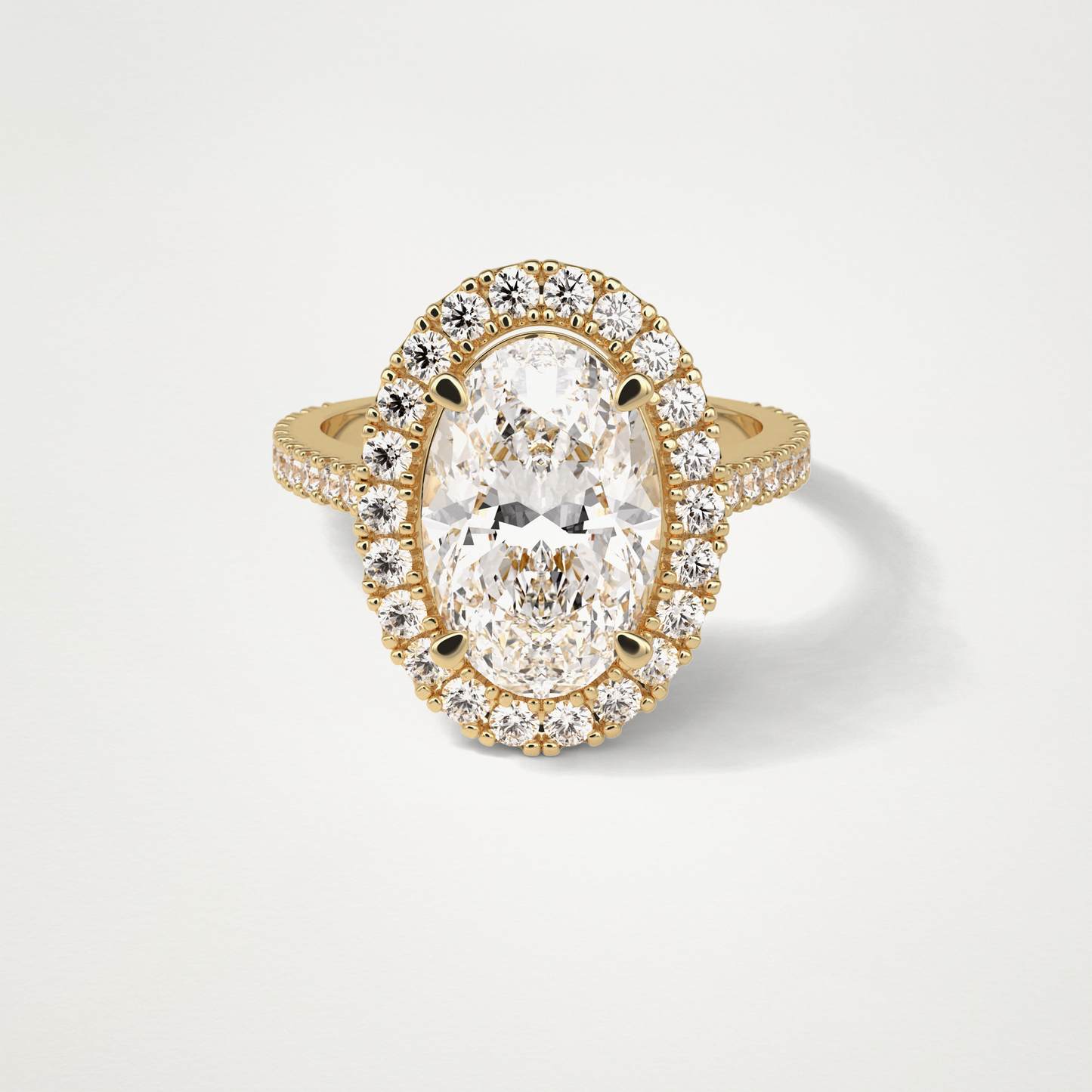 Oval Halo & Pave Moissanite Engagement Ring – 4.1 CT Lab-Created Brilliance in 10K/14K/18K Gold