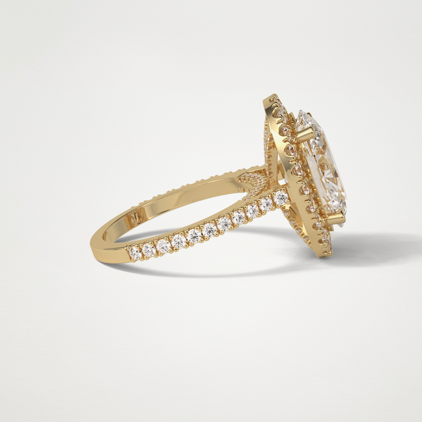 Oval Halo & Pave Moissanite Engagement Ring – 4.1 CT Lab-Created Brilliance in 10K/14K/18K Gold