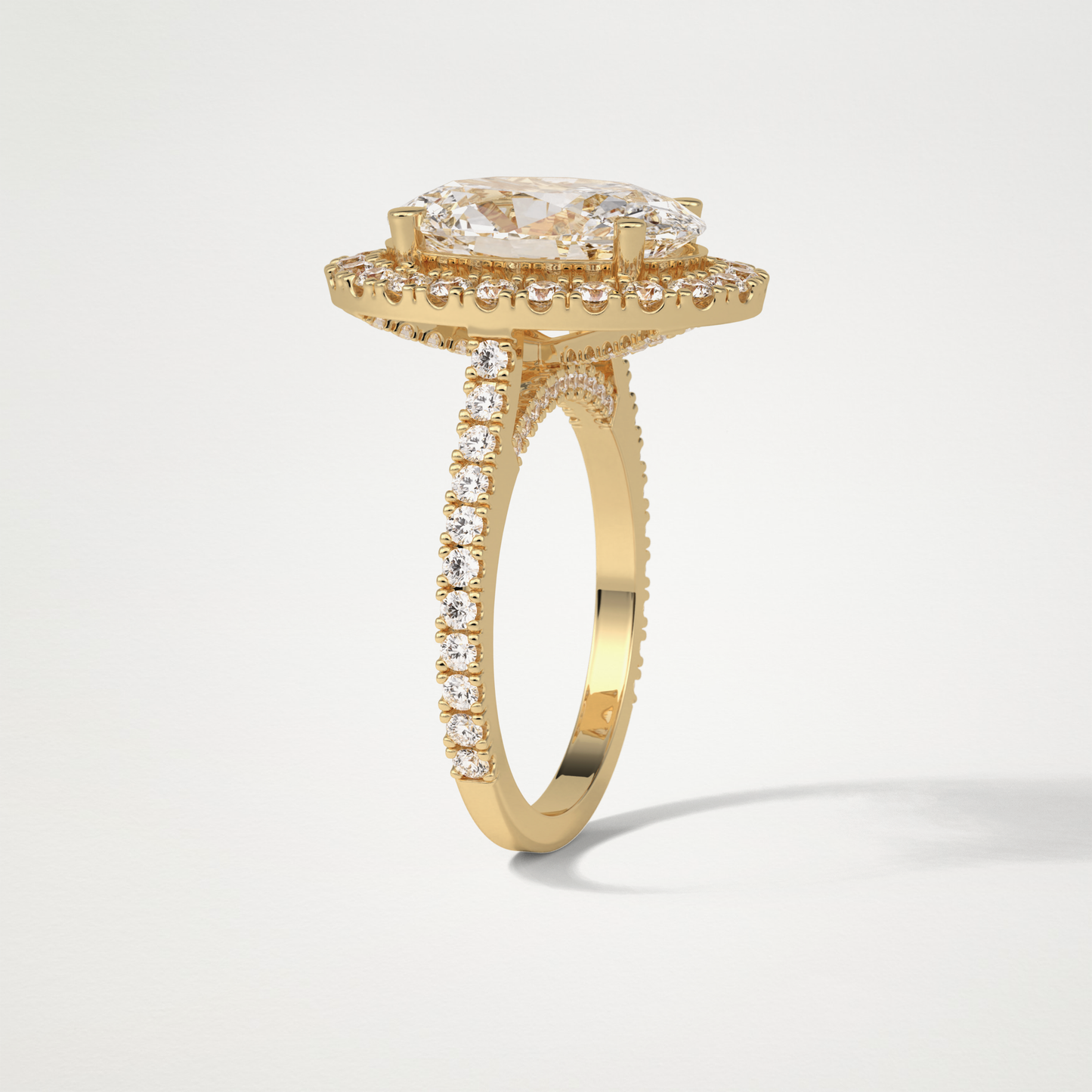 Oval Halo & Pave Moissanite Engagement Ring – 4.1 CT Lab-Created Brilliance in 10K/14K/18K Gold