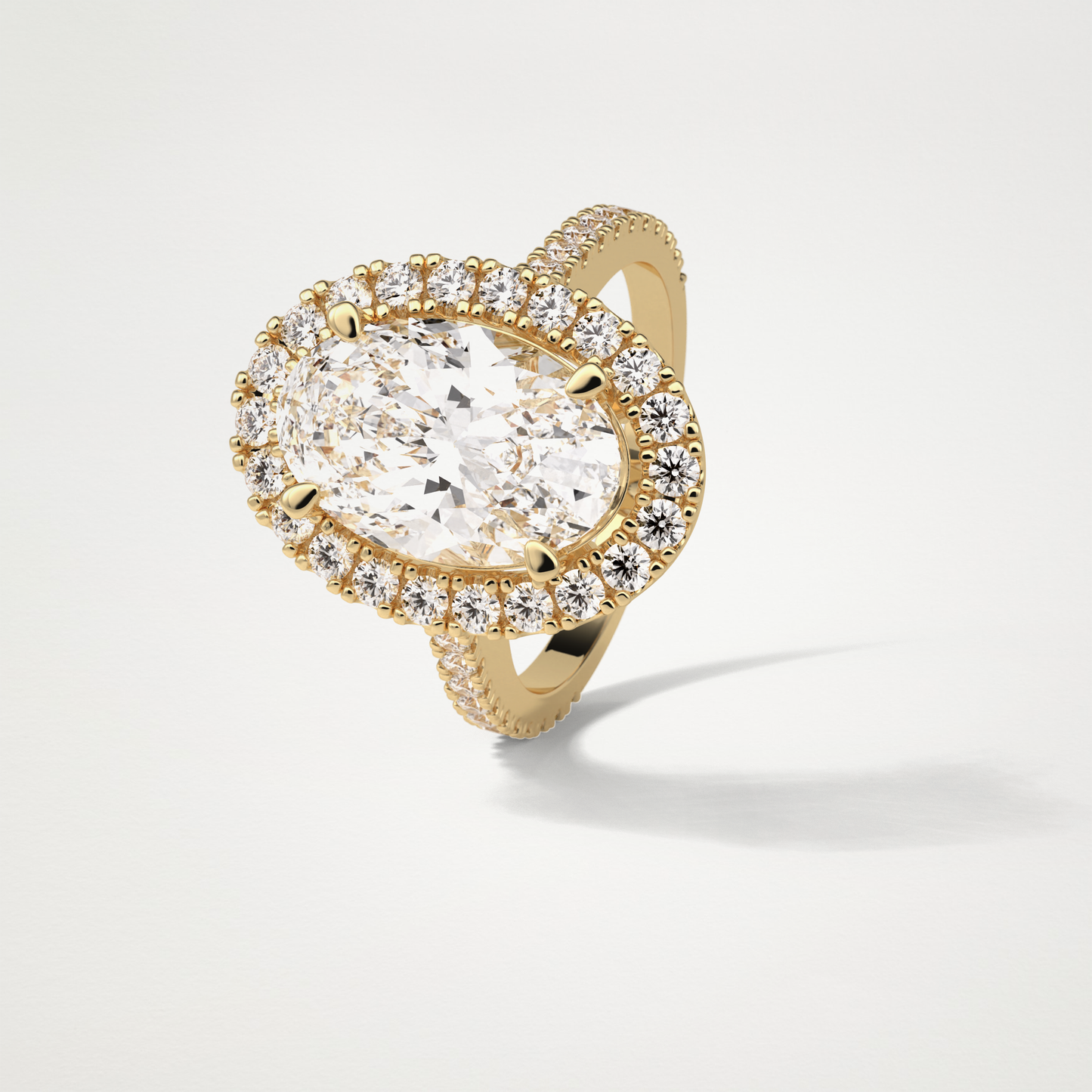 Oval Halo & Pave Moissanite Engagement Ring – 4.1 CT Lab-Created Brilliance in 10K/14K/18K Gold