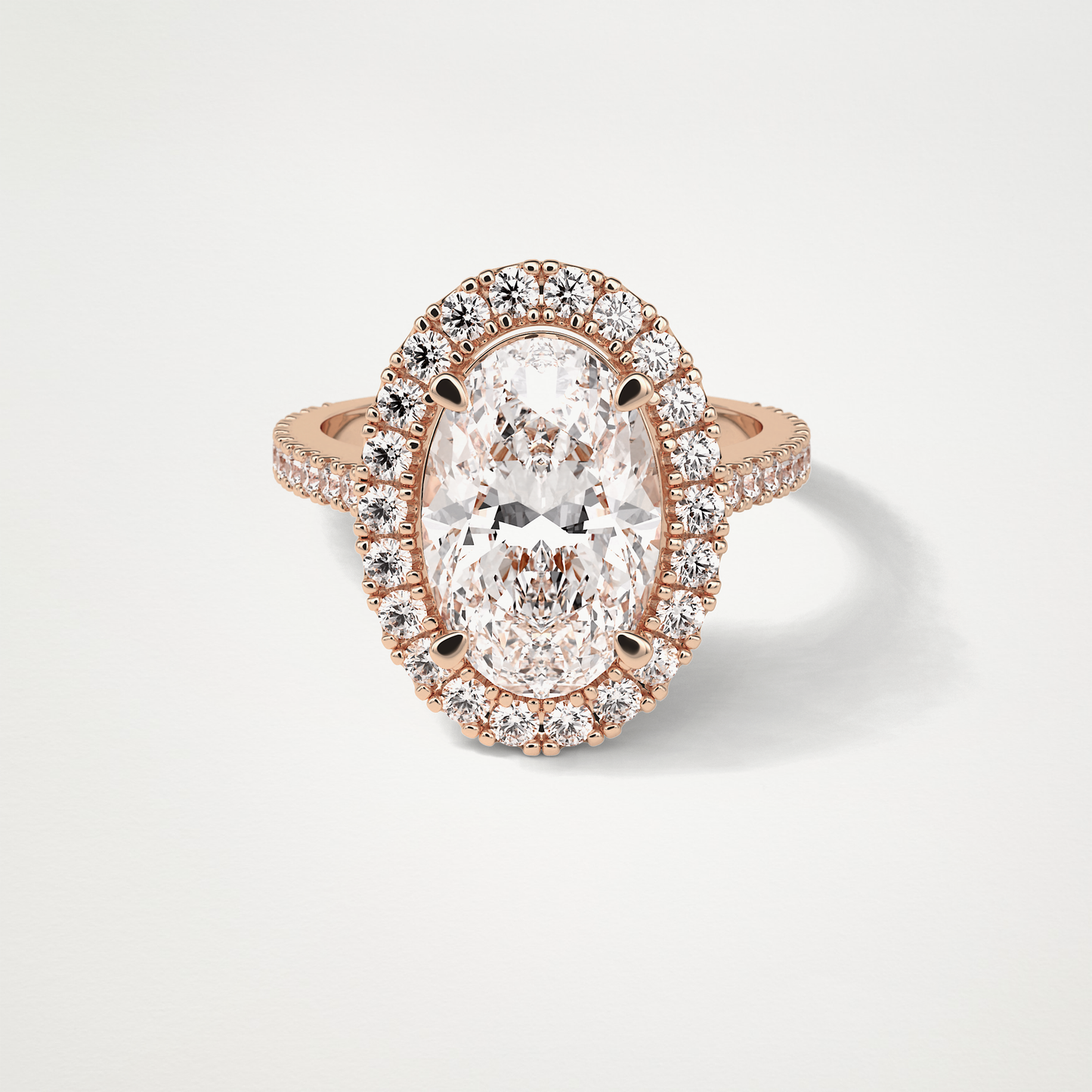 Oval Halo & Pave Moissanite Engagement Ring – 4.1 CT Lab-Created Brilliance in 10K/14K/18K Gold