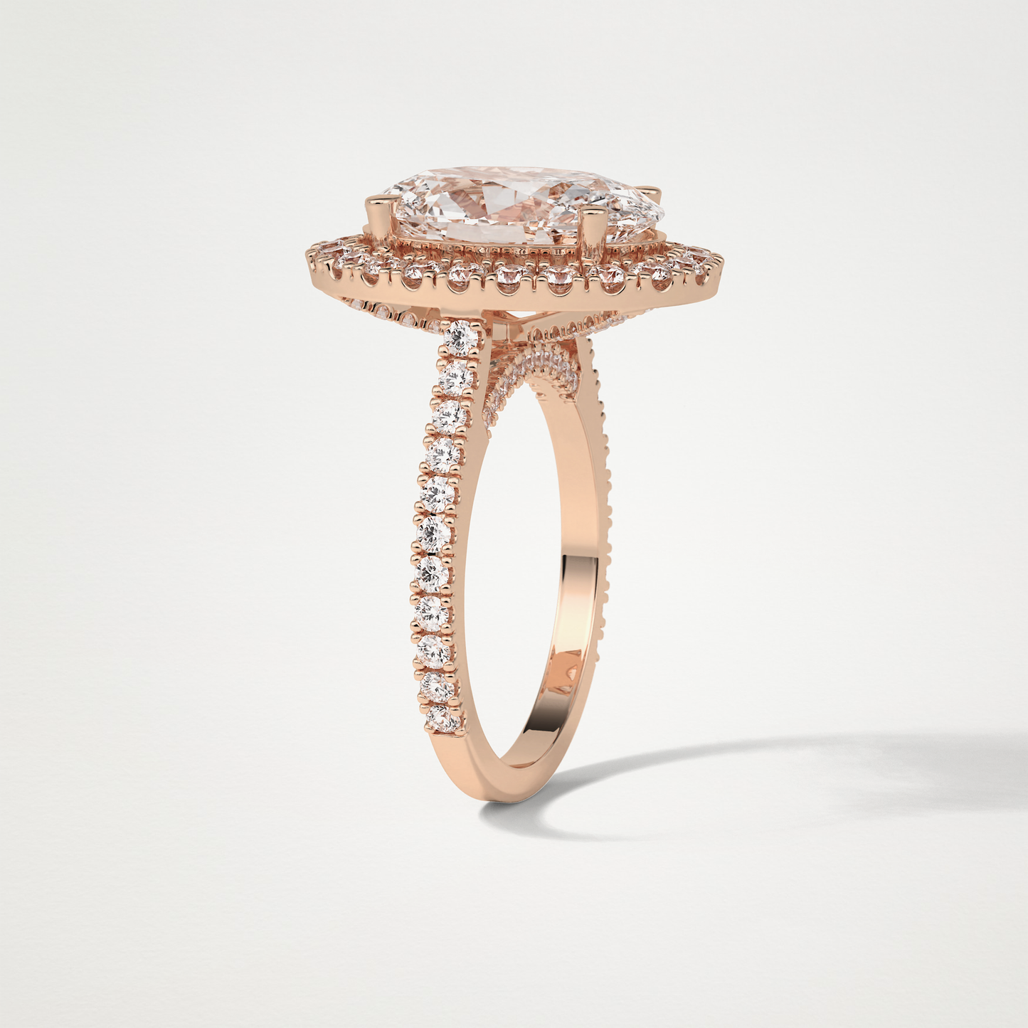 Oval Halo & Pave Moissanite Engagement Ring – 4.1 CT Lab-Created Brilliance in 10K/14K/18K Gold