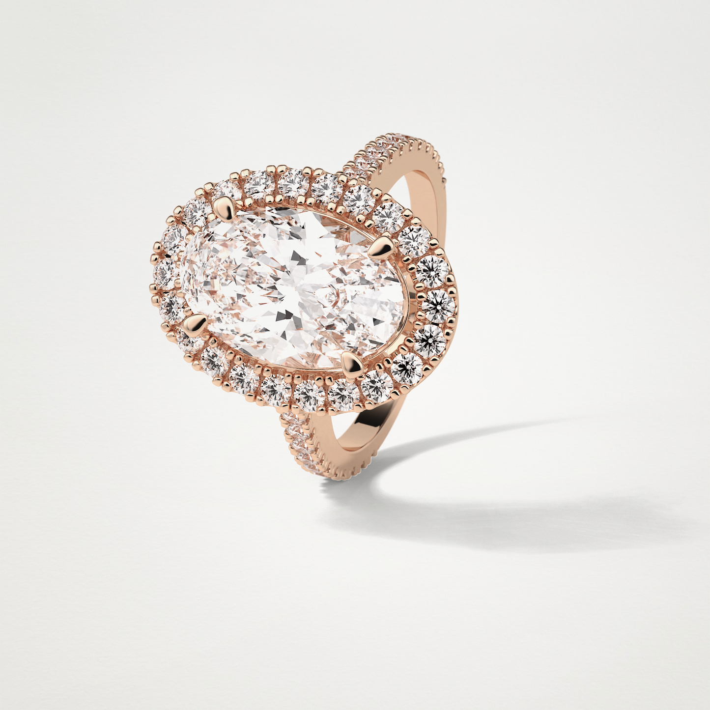 Oval Halo & Pave Moissanite Engagement Ring – 4.1 CT Lab-Created Brilliance in 10K/14K/18K Gold