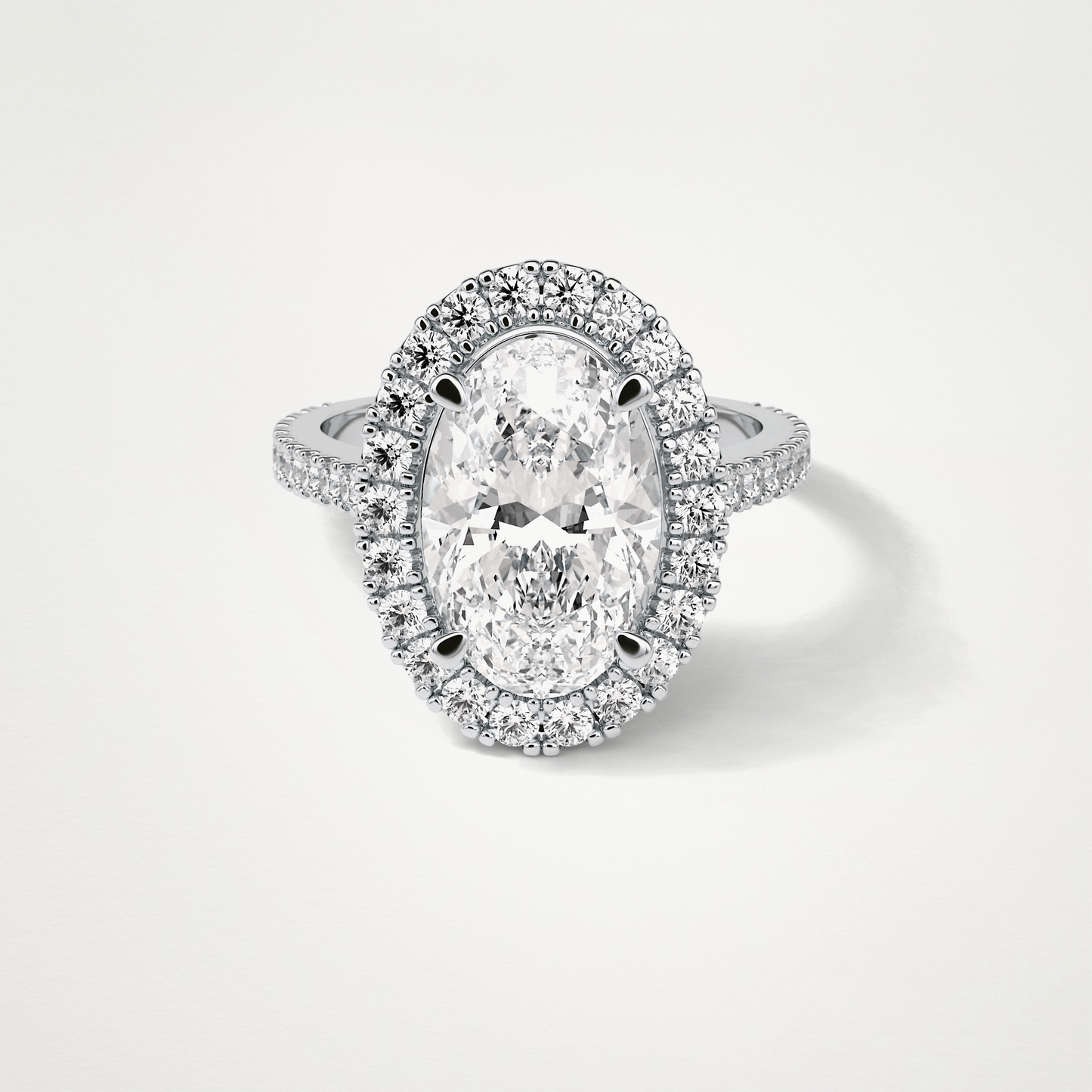 Oval Halo & Pave Moissanite Engagement Ring – 4.1 CT Lab-Created Brilliance in 10K/14K/18K Gold