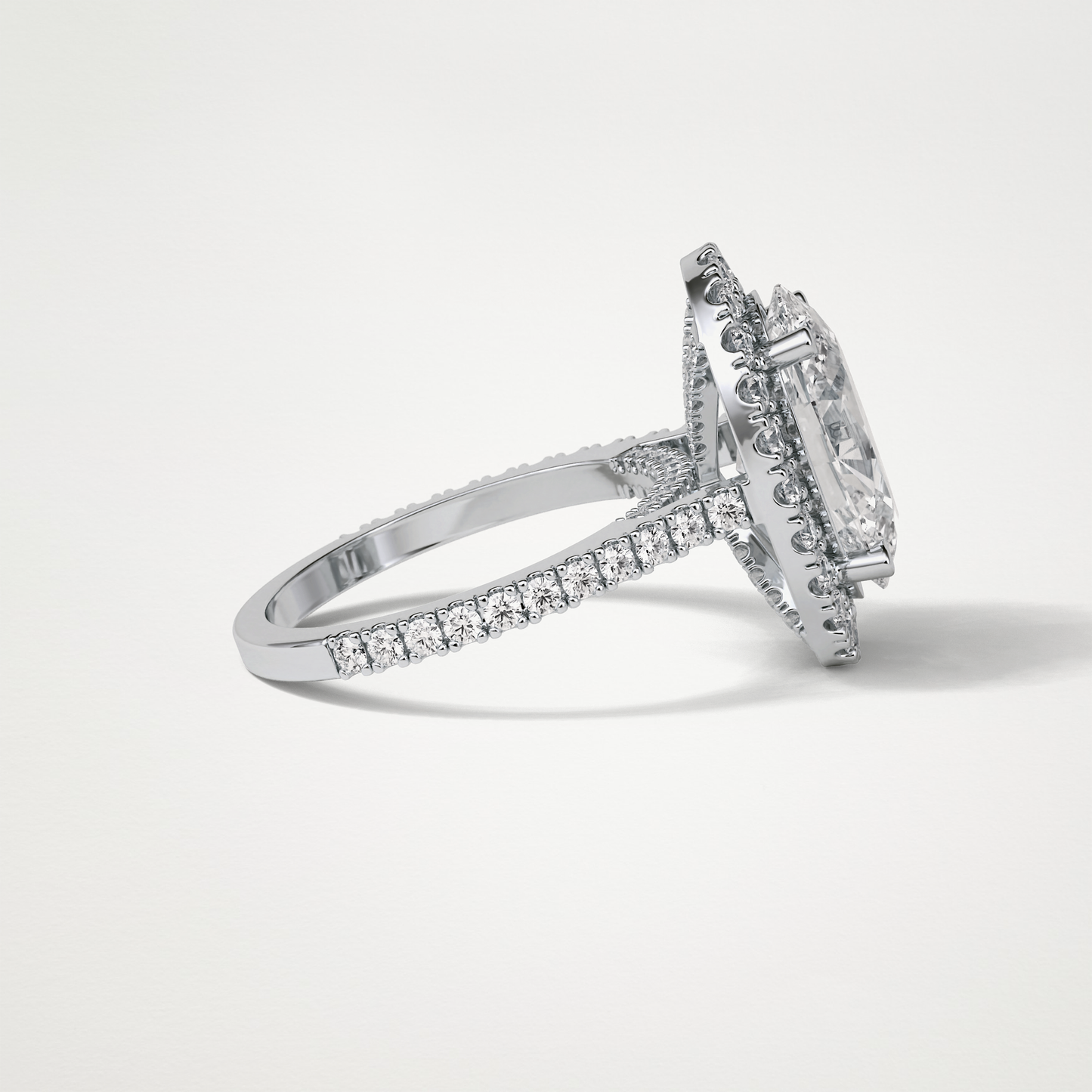 Oval Halo & Pave Moissanite Engagement Ring – 4.1 CT Lab-Created Brilliance in 10K/14K/18K Gold