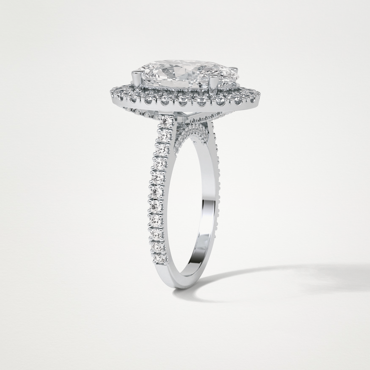 Oval Halo & Pave Moissanite Engagement Ring – 4.1 CT Lab-Created Brilliance in 10K/14K/18K Gold