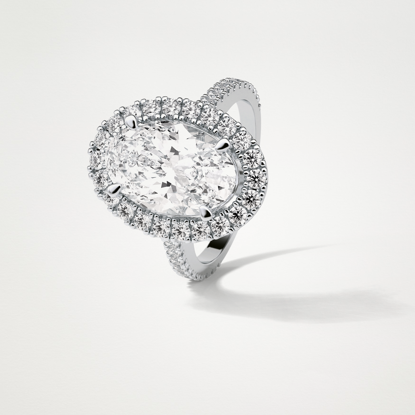 Oval Halo & Pave Moissanite Engagement Ring – 4.1 CT Lab-Created Brilliance in 10K/14K/18K Gold