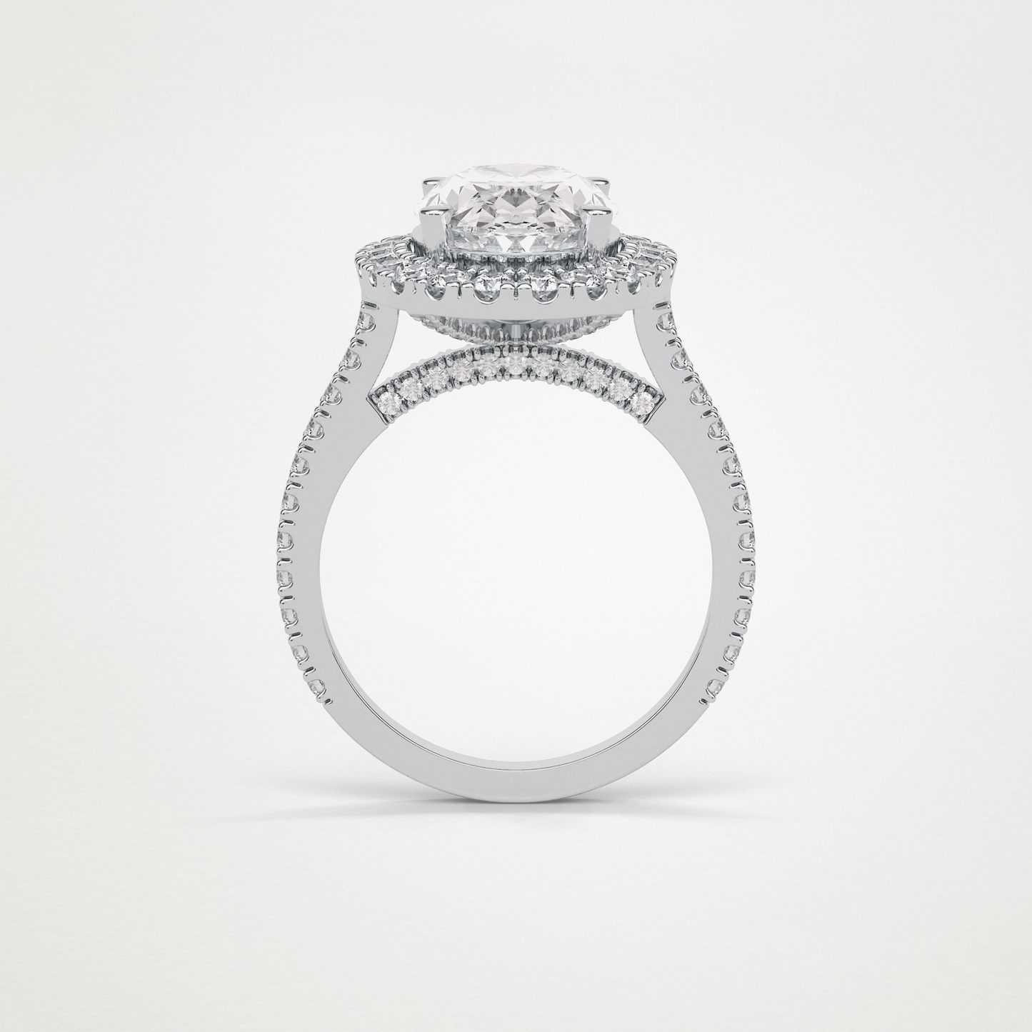 Oval Halo & Pave Moissanite Engagement Ring – 4.1 CT Lab-Created Brilliance in 10K/14K/18K Gold