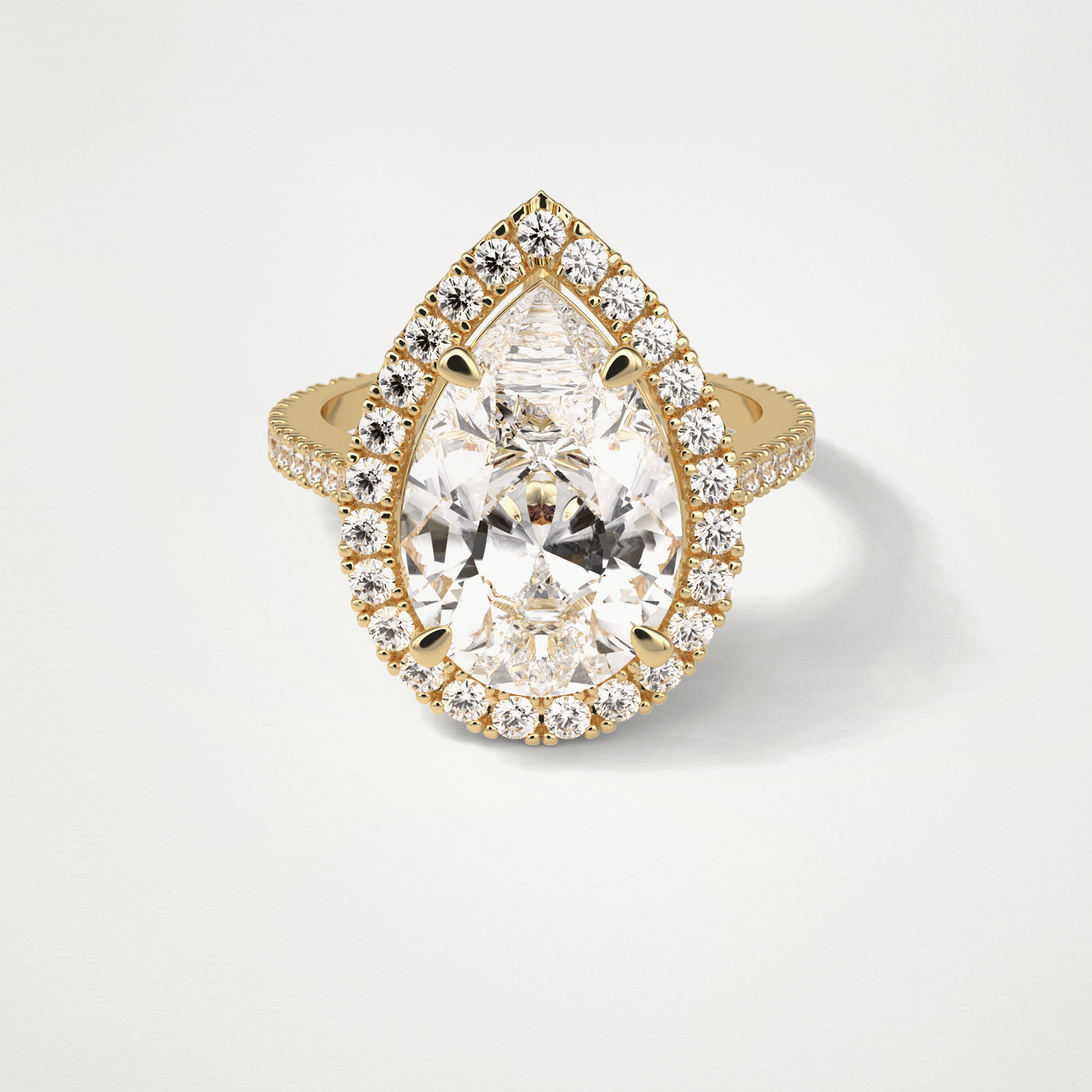 Pear Halo & Pave Moissanite Engagement Ring – 6.15 CT Lab-Created Brilliance in 10K/14K/18K Gold