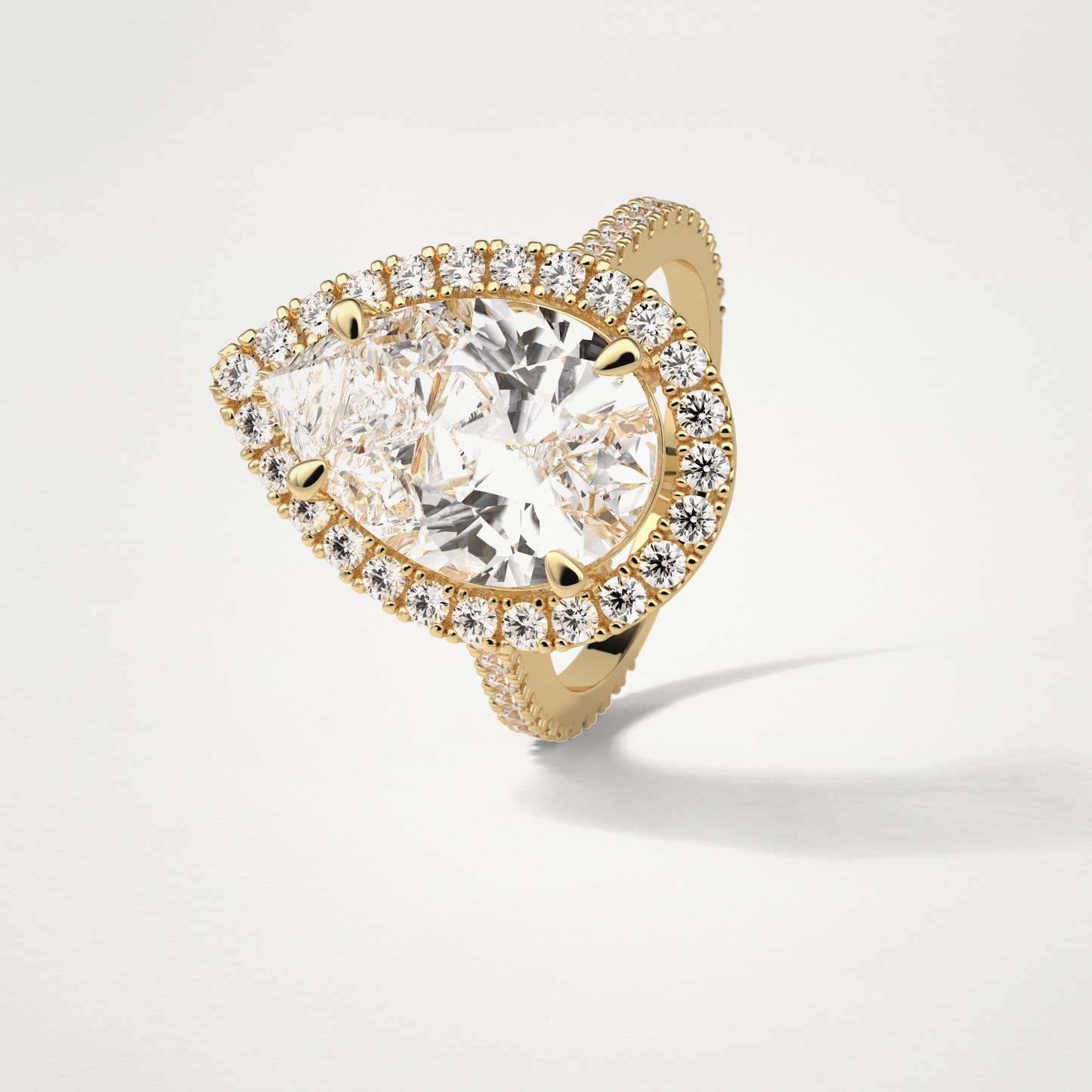 Pear Halo & Pave Moissanite Engagement Ring – 6.15 CT Lab-Created Brilliance in 10K/14K/18K Gold