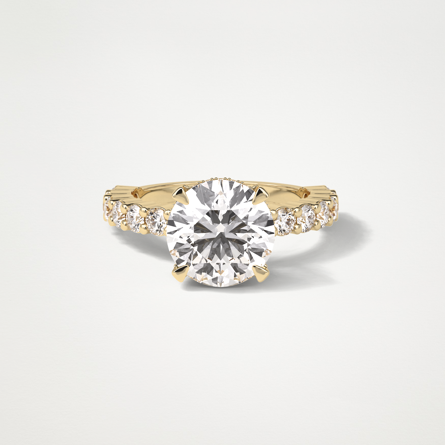 Round Hidden Halo & Pave Moissanite Engagement Ring – 2.75 CT Lab-Created Brilliance in 10K/14K/18K Gold