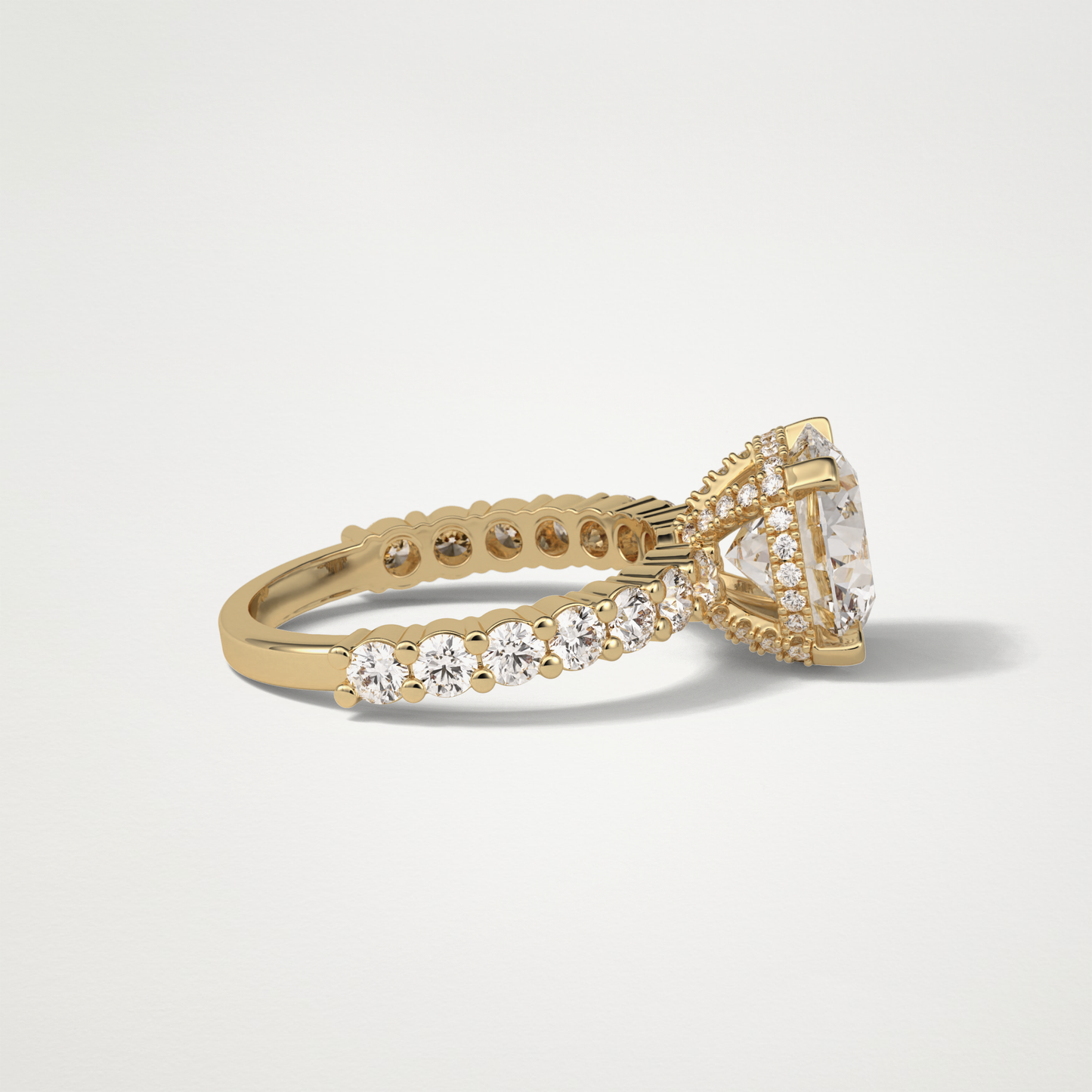 Round Hidden Halo & Pave Moissanite Engagement Ring – 2.75 CT Lab-Created Brilliance in 10K/14K/18K Gold