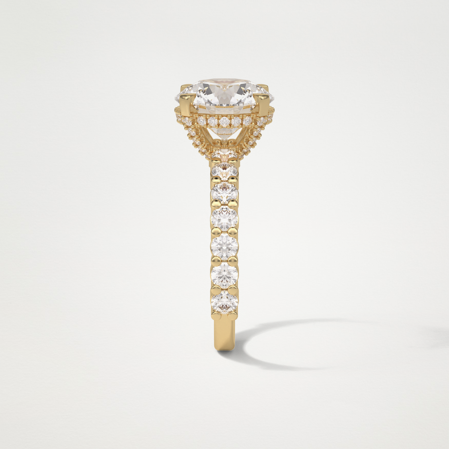 Round Hidden Halo & Pave Moissanite Engagement Ring – 2.75 CT Lab-Created Brilliance in 10K/14K/18K Gold