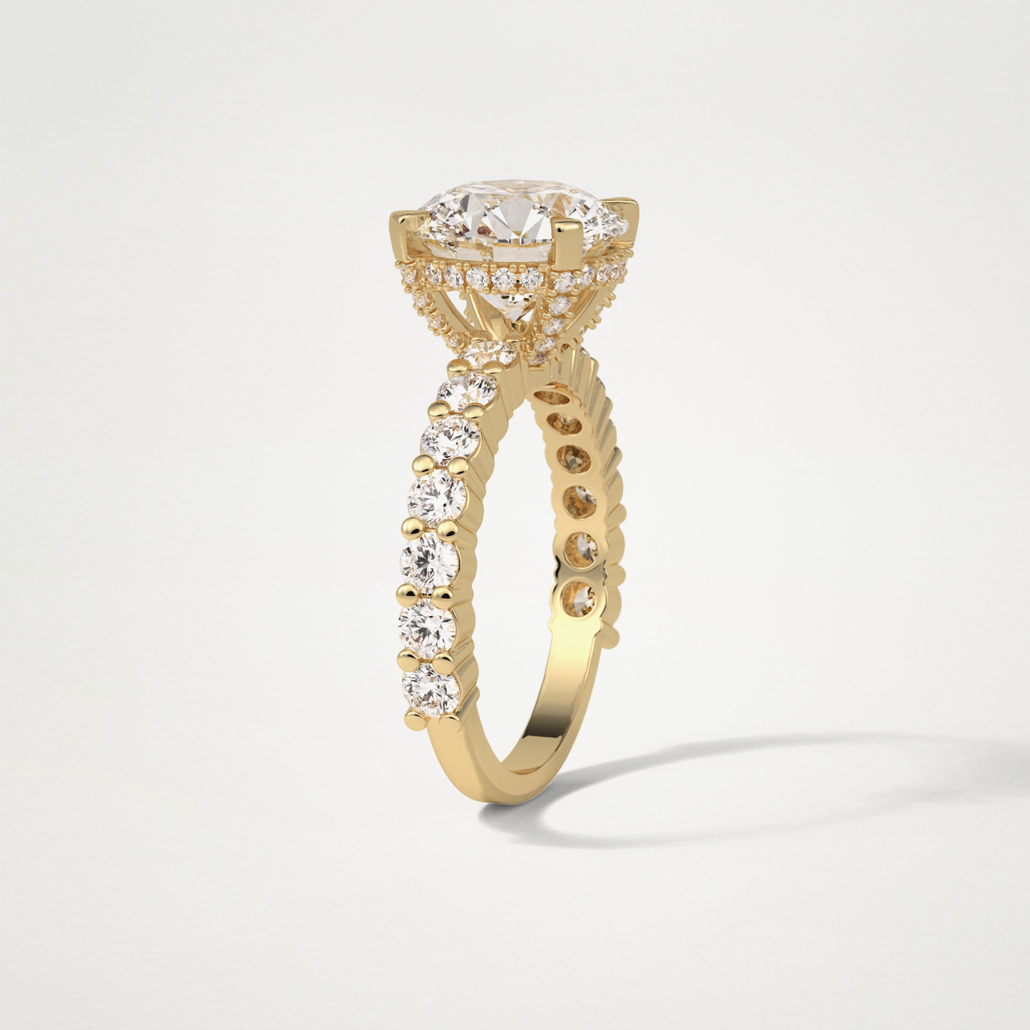 Round Hidden Halo & Pave Moissanite Engagement Ring – 2.75 CT Lab-Created Brilliance in 10K/14K/18K Gold
