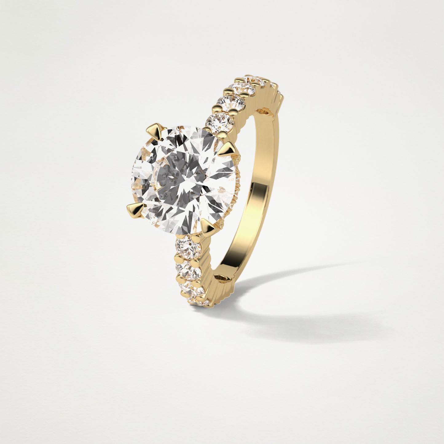 Round Hidden Halo & Pave Moissanite Engagement Ring – 2.75 CT Lab-Created Brilliance in 10K/14K/18K Gold