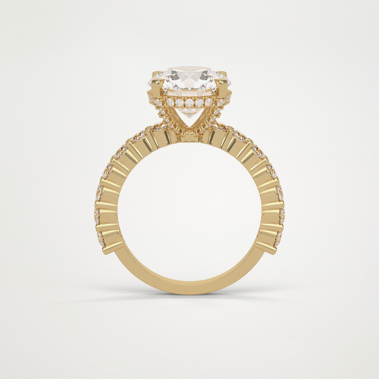 Round Hidden Halo & Pave Moissanite Engagement Ring – 2.75 CT Lab-Created Brilliance in 10K/14K/18K Gold