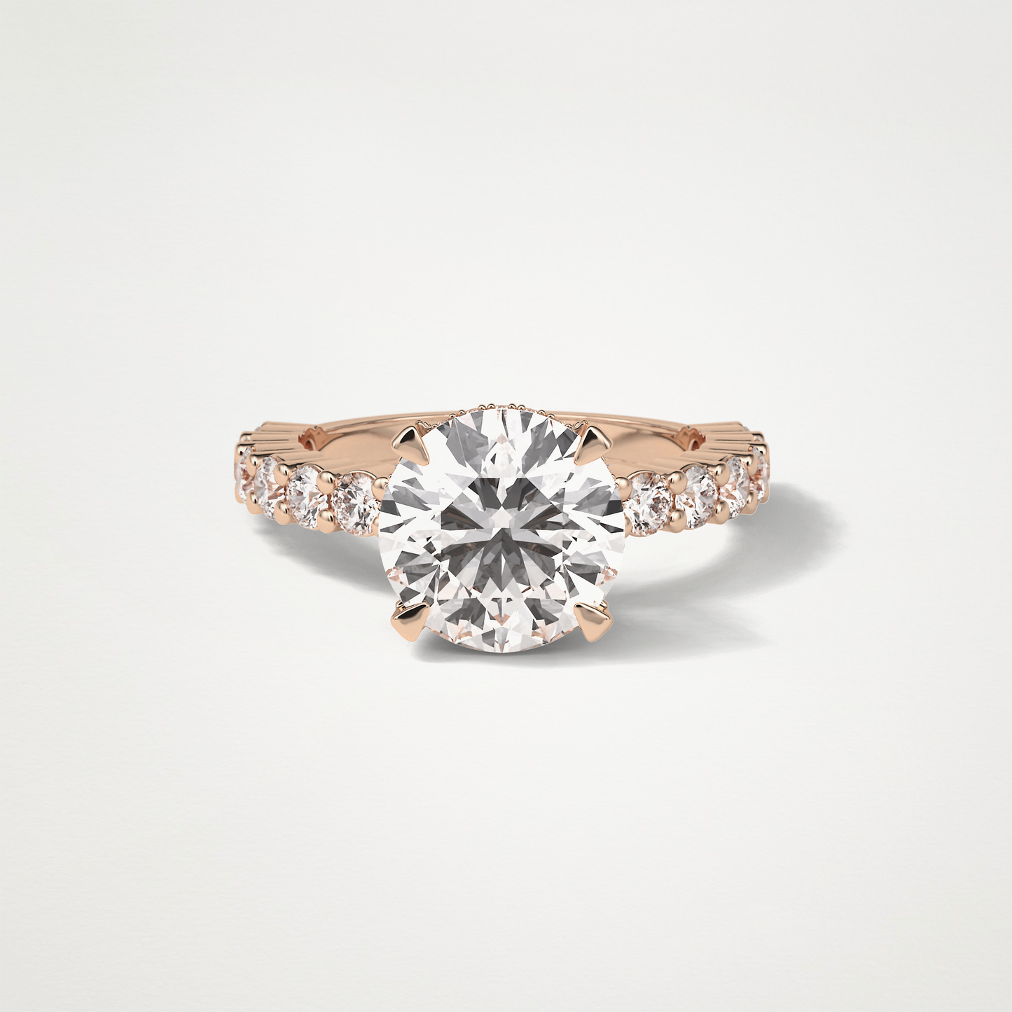 Round Hidden Halo & Pave Moissanite Engagement Ring – 2.75 CT Lab-Created Brilliance in 10K/14K/18K Gold