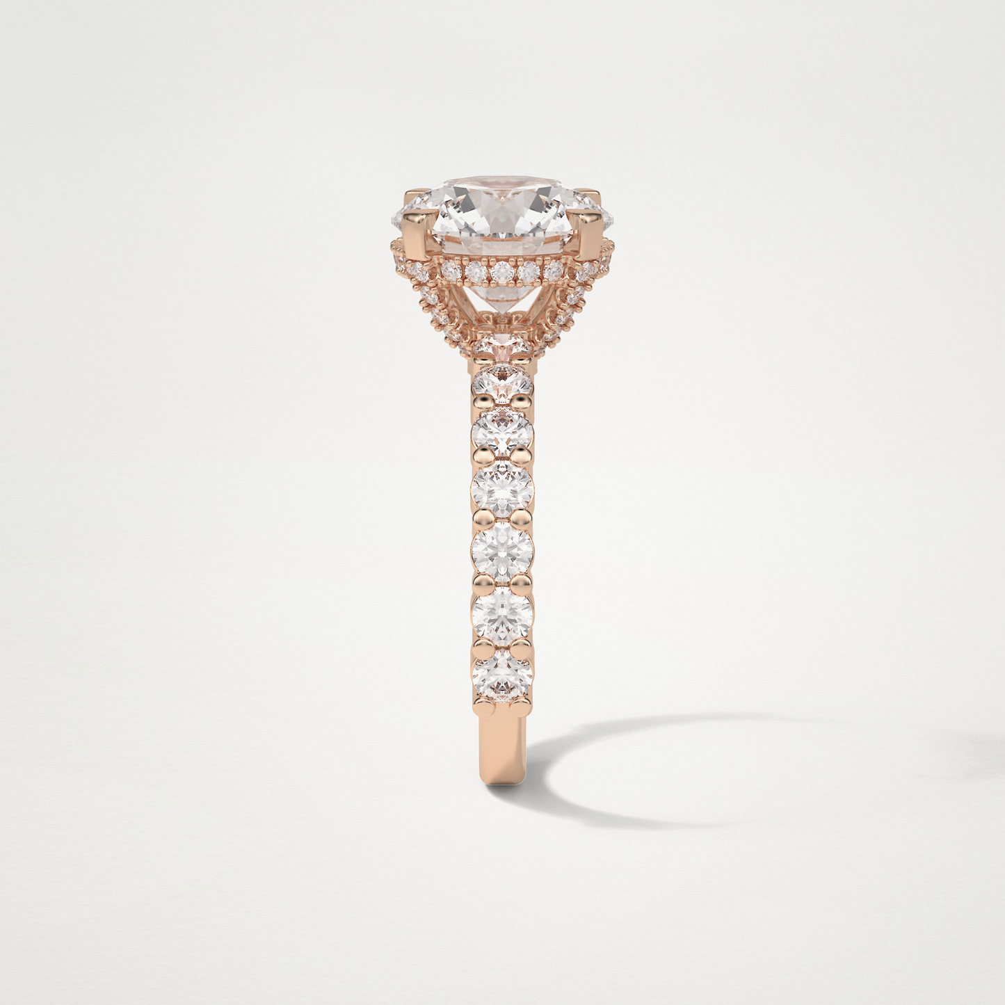 Round Hidden Halo & Pave Moissanite Engagement Ring – 2.75 CT Lab-Created Brilliance in 10K/14K/18K Gold