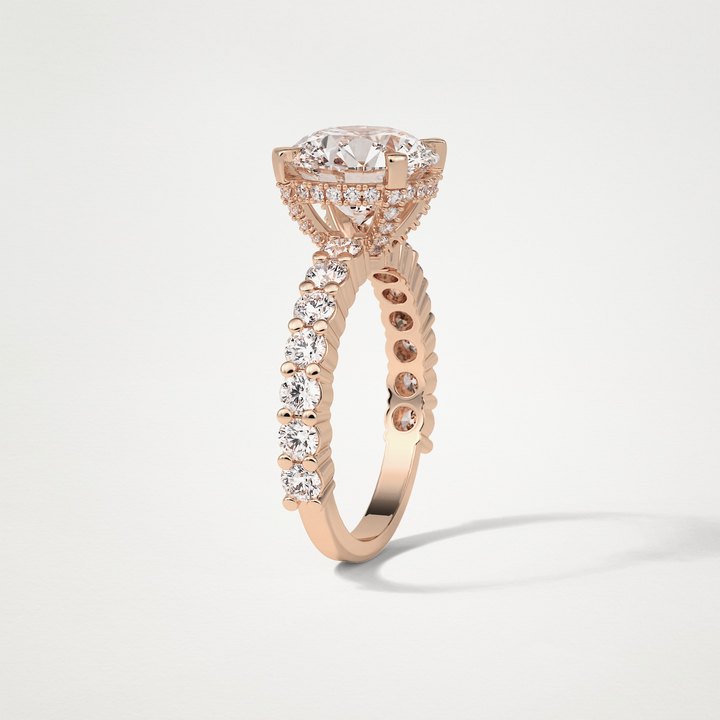 Round Hidden Halo & Pave Moissanite Engagement Ring – 2.75 CT Lab-Created Brilliance in 10K/14K/18K Gold